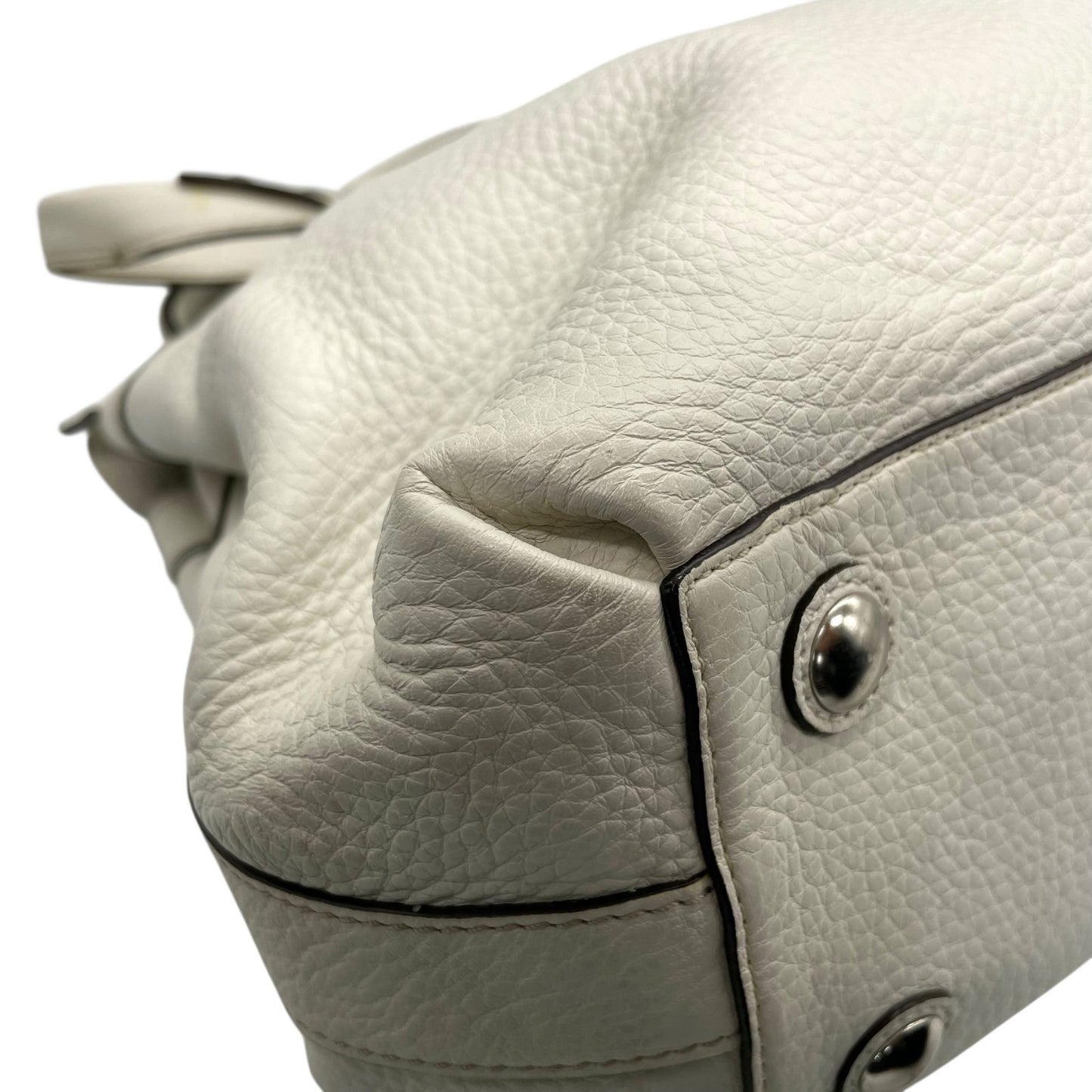 コーチ COACH トートバッグ 13160 ホワイト 白 レザー シルバー金具 ブラウン 茶色 チャーム付き A4対応 通勤 通学 S93