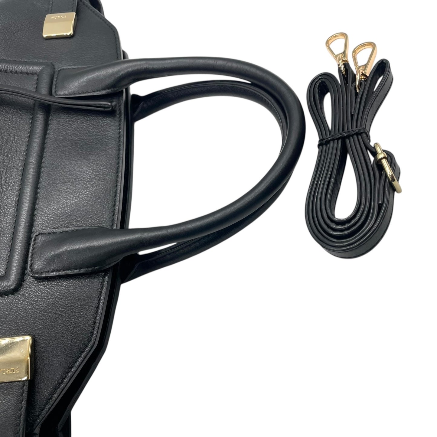 フルラ FURLA ハンドバッグ ショルダーバッグ 肩掛け 2WAY 黒 ブラック レザー 金金具 ゴールド金具 T8
