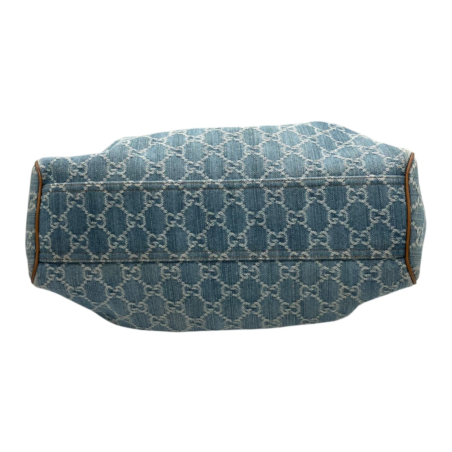 グッチ GUCCI GGデニム GGキャンバス スーキー ハンドバッグ トートバッグ キャンバス×レザー チャーム付 ブルー 青 ブラウン 茶 ゴールド金具 ホーボー Y2K レディース K9