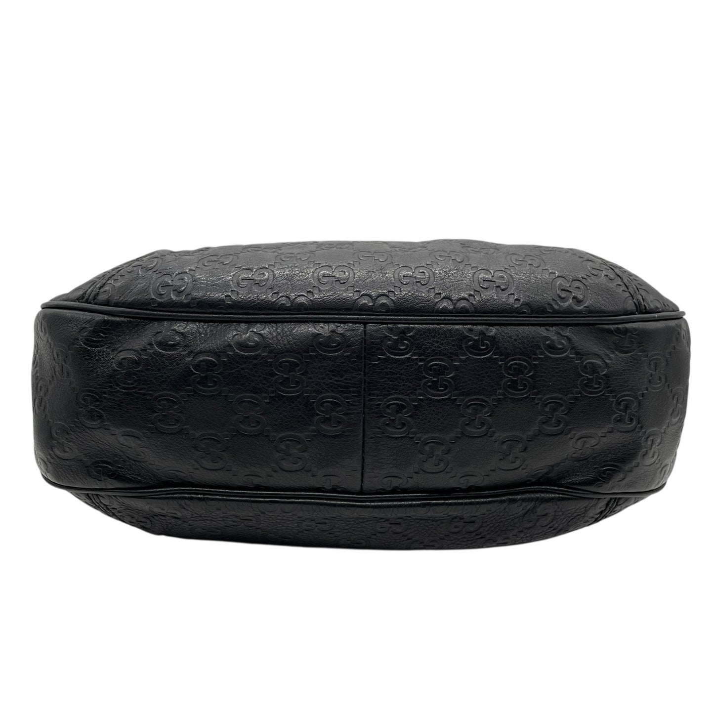 美品 グッチ GUCCI GG柄 グッチシマ レザー ホーボーバッグ ワンショルダー黒 ブラック ショルダーバッグ ロゴプレート ゴールド金具 ヴィンテージ レディース Z1