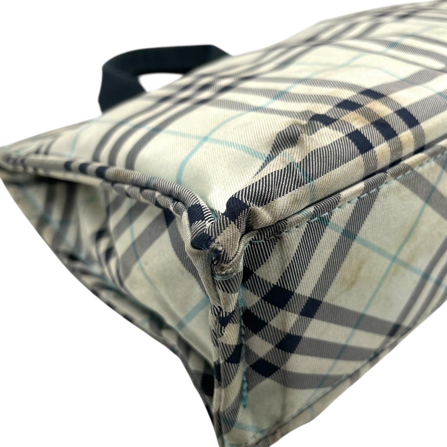 BURBERRY BLUE LABEL バーバリー ブルーレーベル ハンドバッグ ミニトート ノバチェック ライトブルー ネイビー ナイロンキャンバス ホースロゴ レディース U14