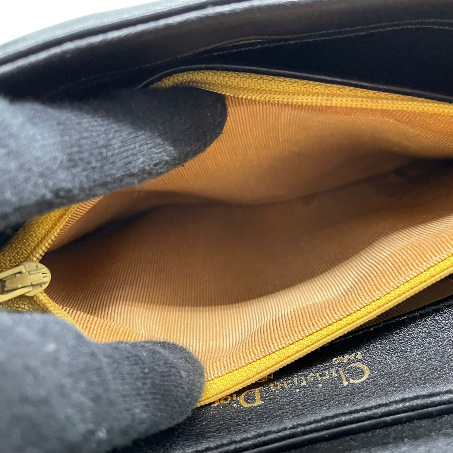 Christian Dior クリスチャンディオール ハンドバッグ ブラック レザー ゴールド金具 ロゴ トップハンドル フラップ フォーマル ヴィンテージ レディース B