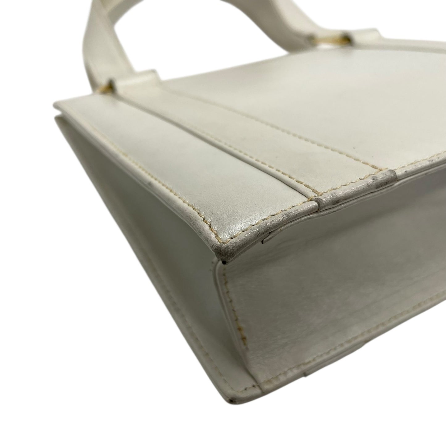 Salvatore Ferragamo サルヴァトーレフェラガモ ヴィンテージ ハンドバッグ レザー ホワイト ゴールド金具 K7