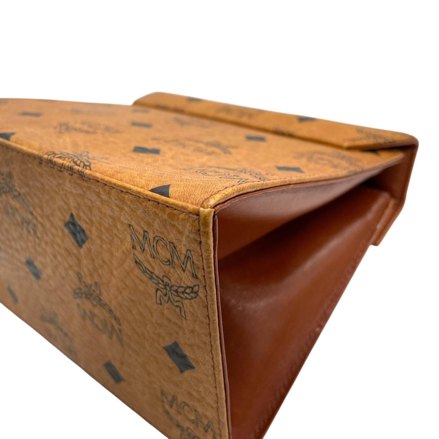 MCM エムシーエム ヴィセトス ハンドバッグ トップハンドルバッグ ベルトデザイン コニャック レザー ミニバッグ c4