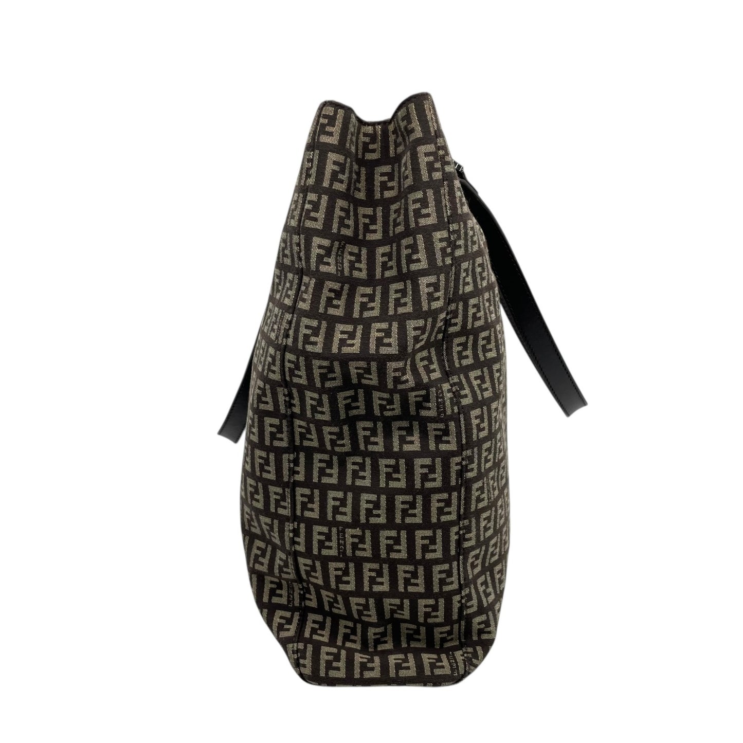 美品 フェンディ Fendi ズッキーノ トートバッグ ショルダーバッグ 大容量 FFロゴ キャンバス ブラウン レザーハンドル ビンテージ 通勤 通学 2000s
