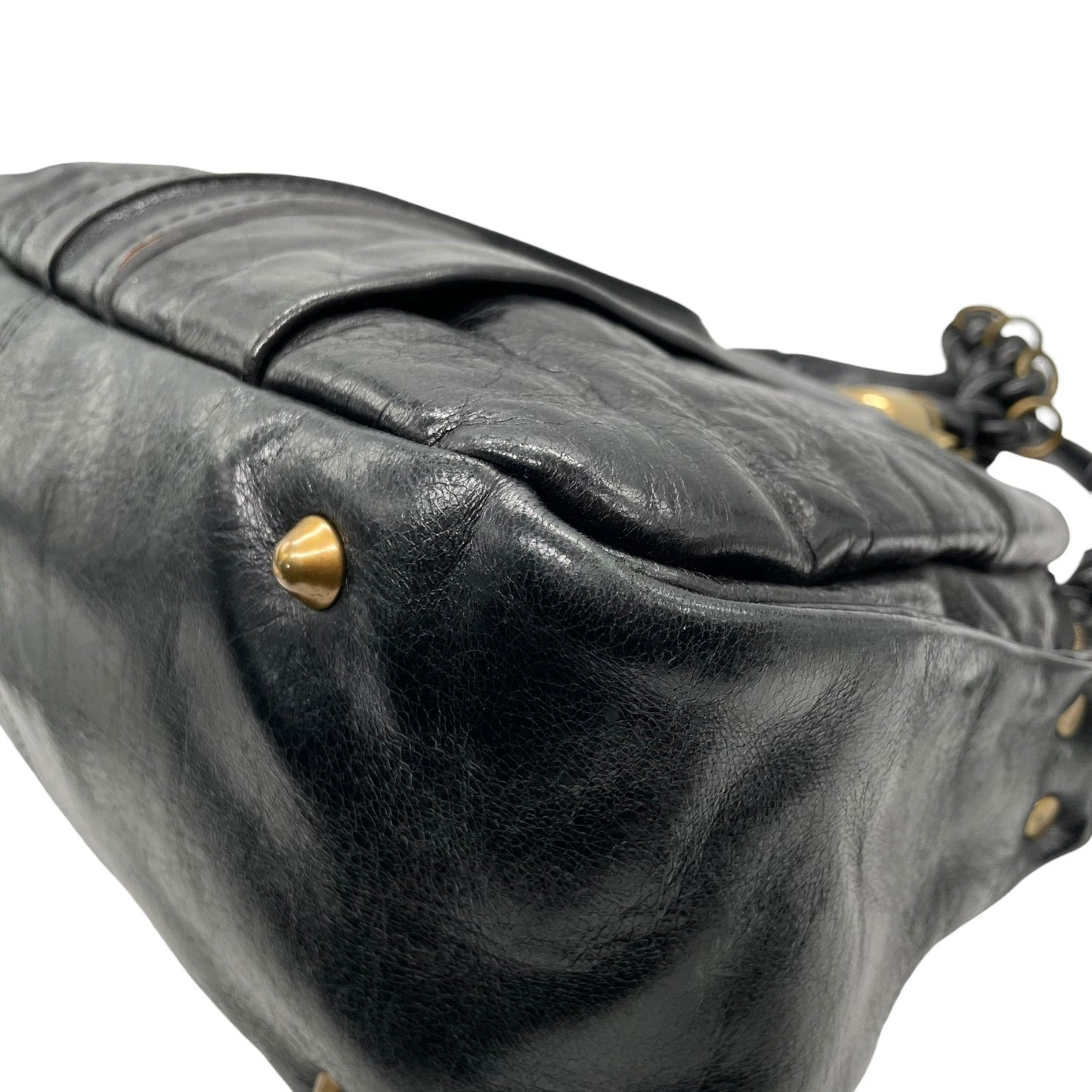 クロエ Chloé エロイーズ Eloise レザー ハンドバッグ ブラック ゴールド金具 編み込みハンドル Y2K 2000s ヴィンテージ レザーバッグ