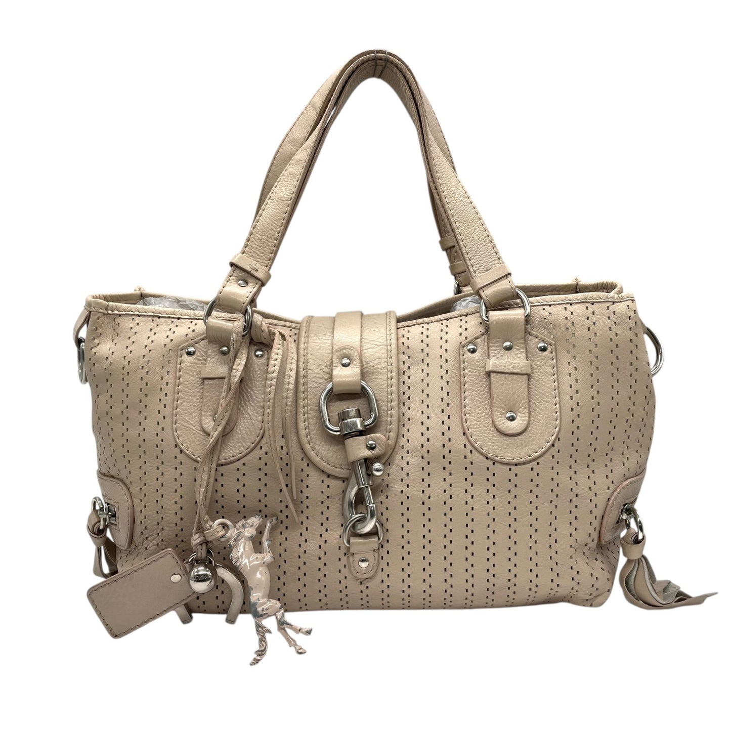 Chloé クロエ ケララ トートバッグ レザー Y2K vintage archive 00s パンチング ヌードカラー シルバーハードウェア 大容量 キャリーオール レディース U10