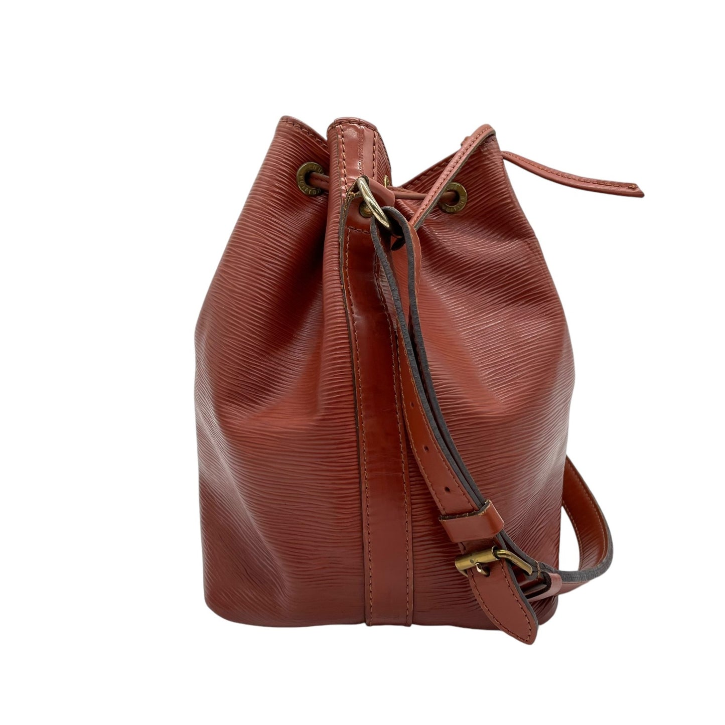 ルイヴィトン エピ プチノエ レディース ショルダーバッグ 巾着 レザー ブラウン ゴールド金具 ファスナーポケット F