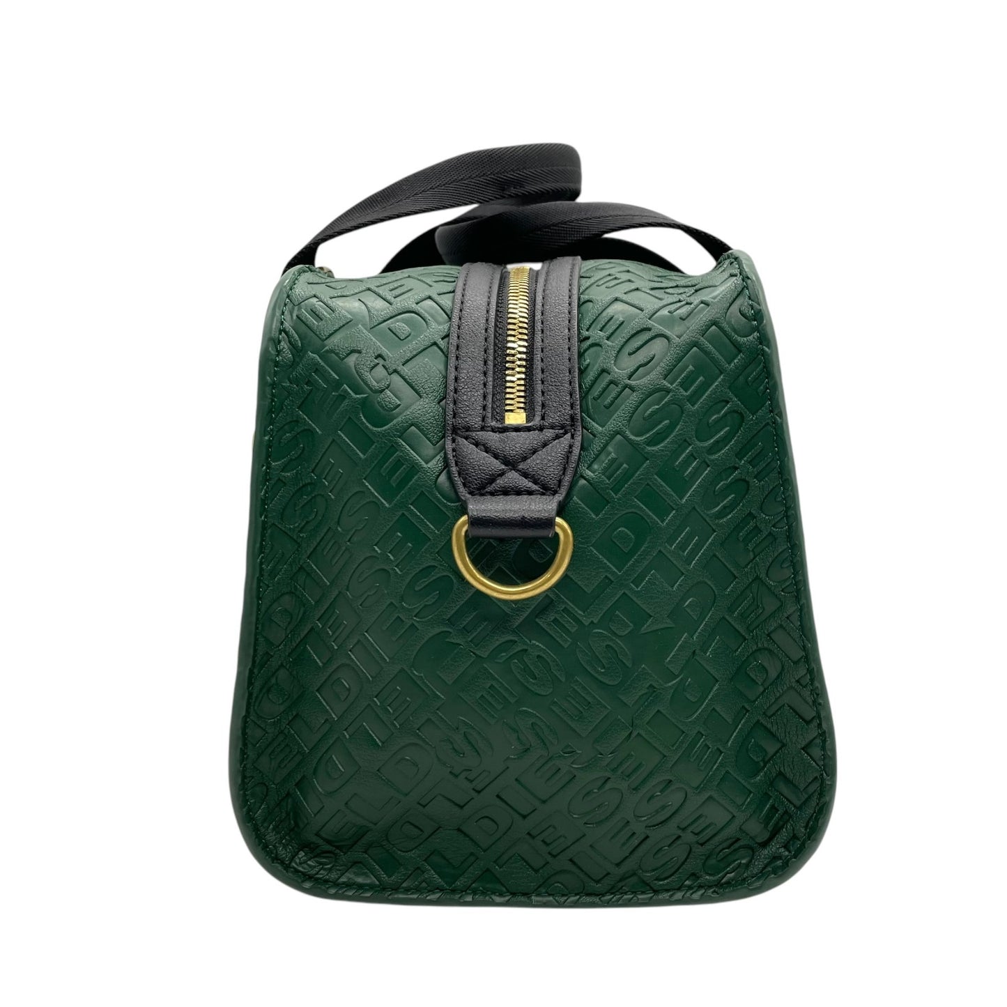 美品 DIESEL ディーゼル エンボス モノグラム ハンドバッグ 2WAY ショルダー ミニボストン 総柄 レザー 本革 グリーン 緑 2WAY ボストンバッグ ショルダーバッグ ゴールド金具 ユニセックス ファスナー開閉 Y2K label C