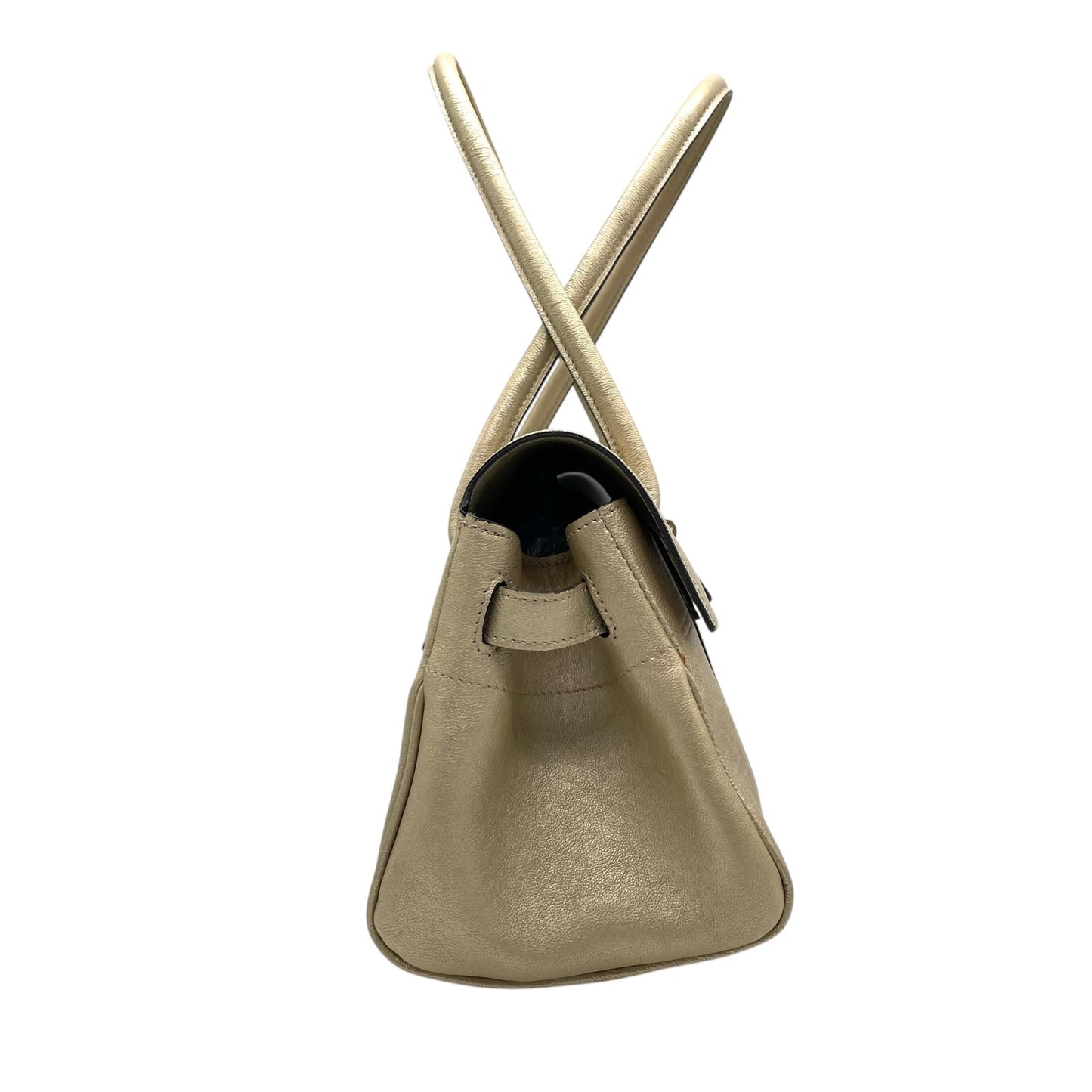 美品 マルベリー mulberry ベイズウォーター ハンドバッグ レザー 本革 ゴールドカラー ベージュ ゴールド金具 レディース フラップ ターンロック クラシック 通勤 通学 K12