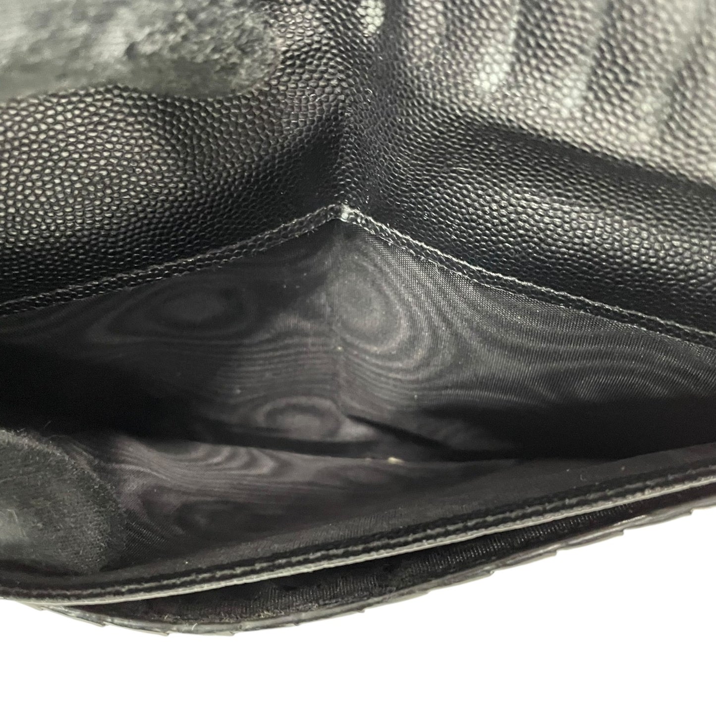 Authentic SAINT LAURENT YSL Leather Round Zipper Wallet Black Gold Hardware Unisex