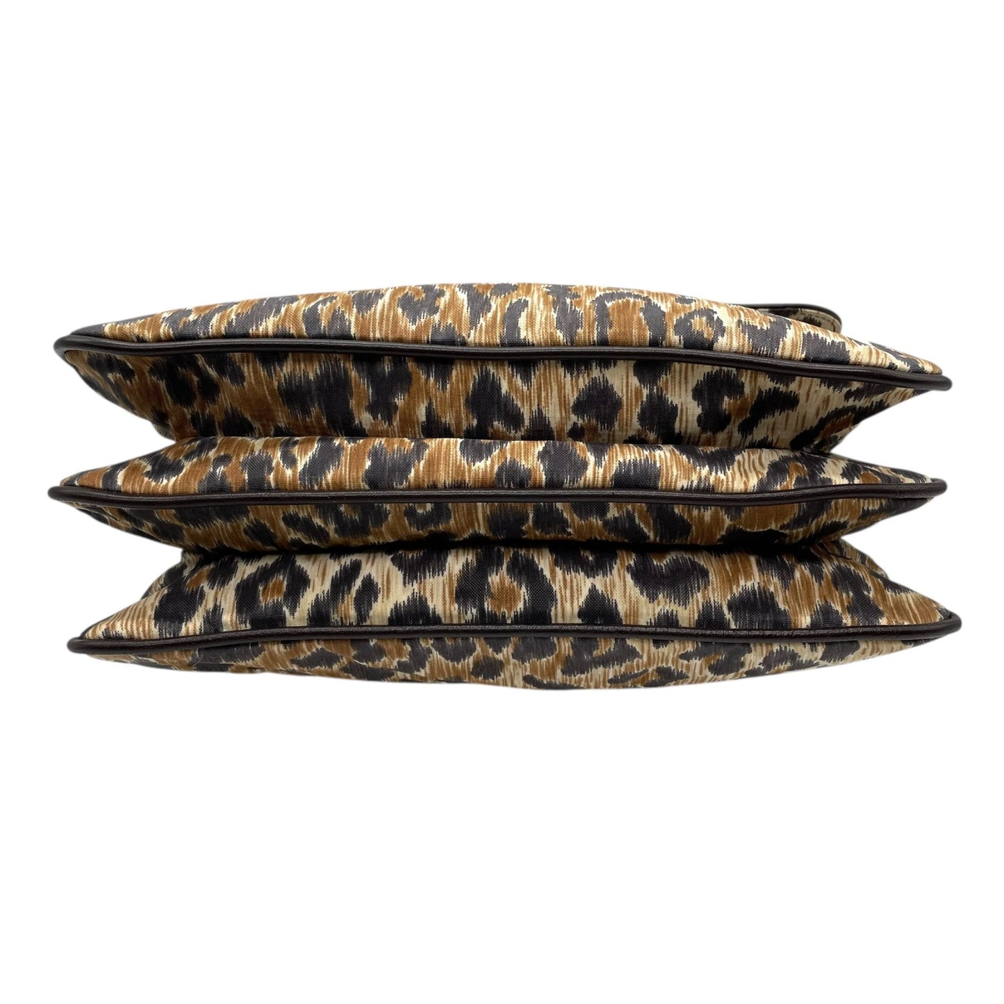 Authentic DOLCE&GABBANA Leopard Print Shoulder Bag Leather Canvas Brown Gold Hardware D&G Logo Flap Women's