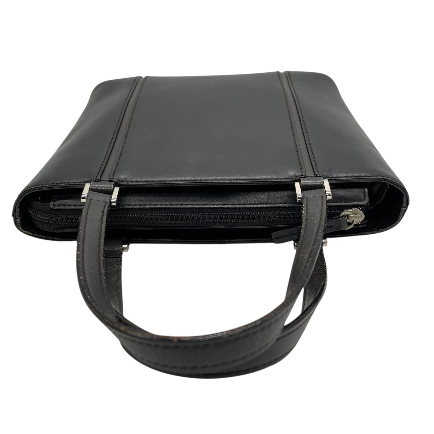 Authentic BURBERRY Handbag Leather Black Silver Hardware Logo Nova Check Women's