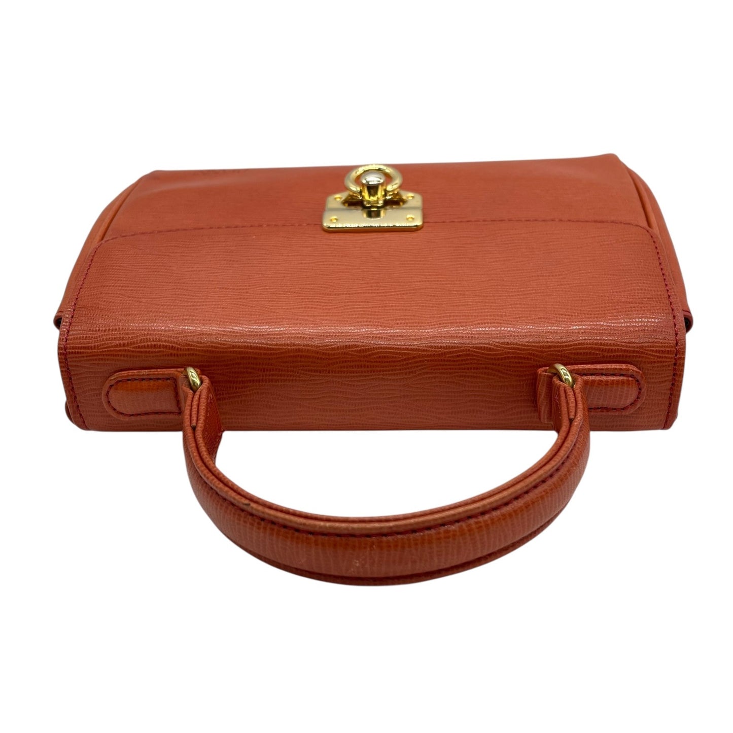 Excellent Authentic Gianni Versace 2WAY Handbag Shoulder Bag Leather Brown Orange Gold Hardware Crossbody Ladies