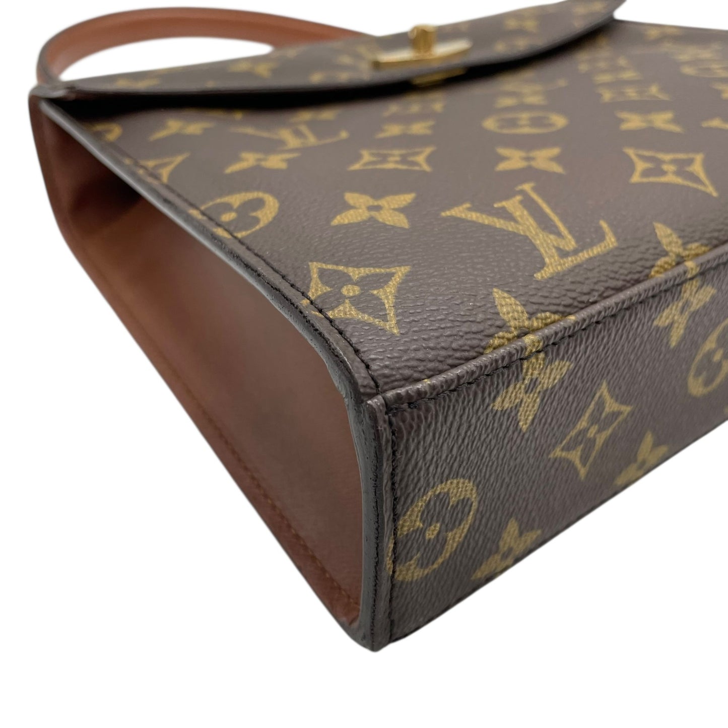 Authentic LOUIS VUITTON Monogram Marzelive Handbag M51379 Brown PVC Leather Gold Hardware Top Handle Flap Closure Women's