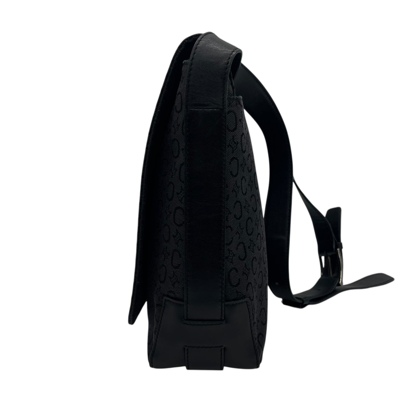 美品 CELINE セリーヌ Cマカダム ショルダーバッグ キャンバス レザー 黒 ブラック シルバー金具 メッセンジャーバッグ オールドセリーヌ メンズ レディース K11