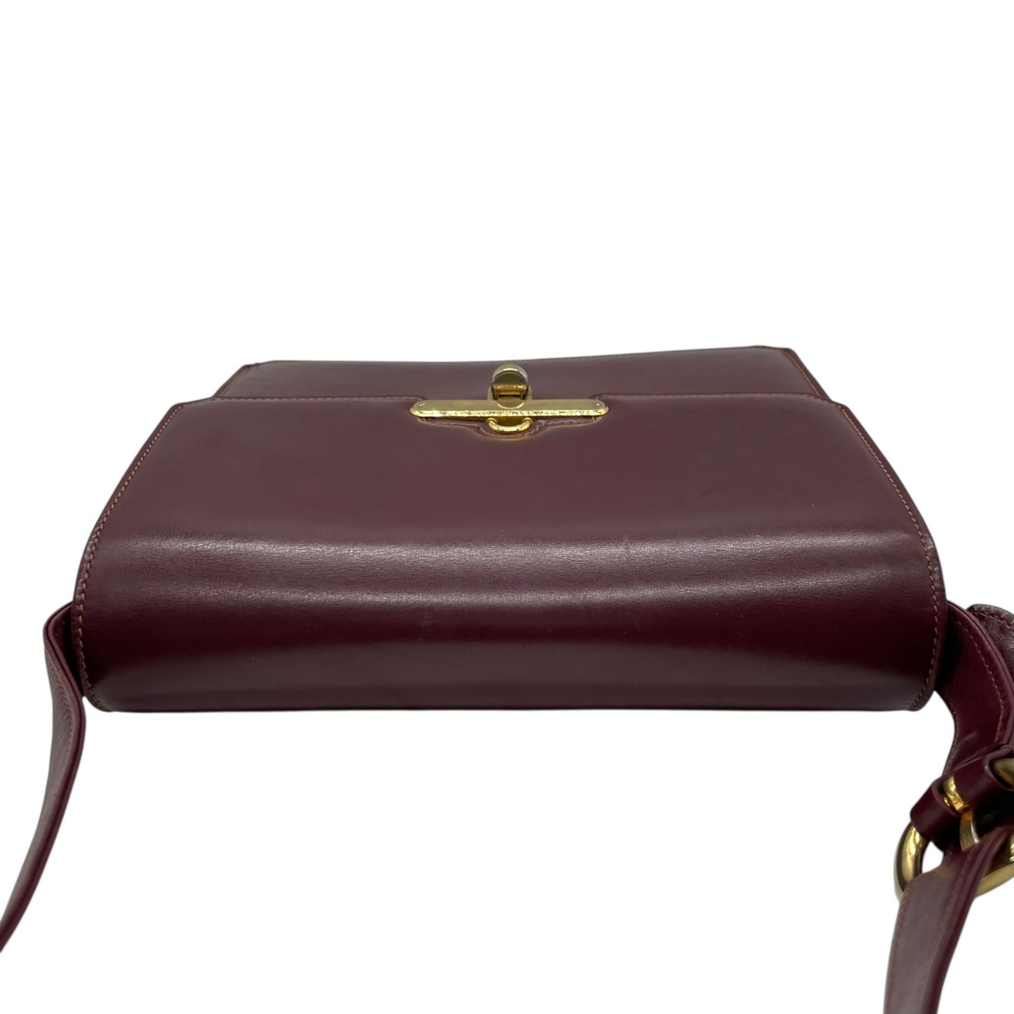 GUCCI グッチ ショルダーバッグ レザー 赤 ボルドー ワインレッド ゴールド金具 肩掛け可 斜め掛け可 ターンロック ヴィンテージ オールドグッチ レディース Z3