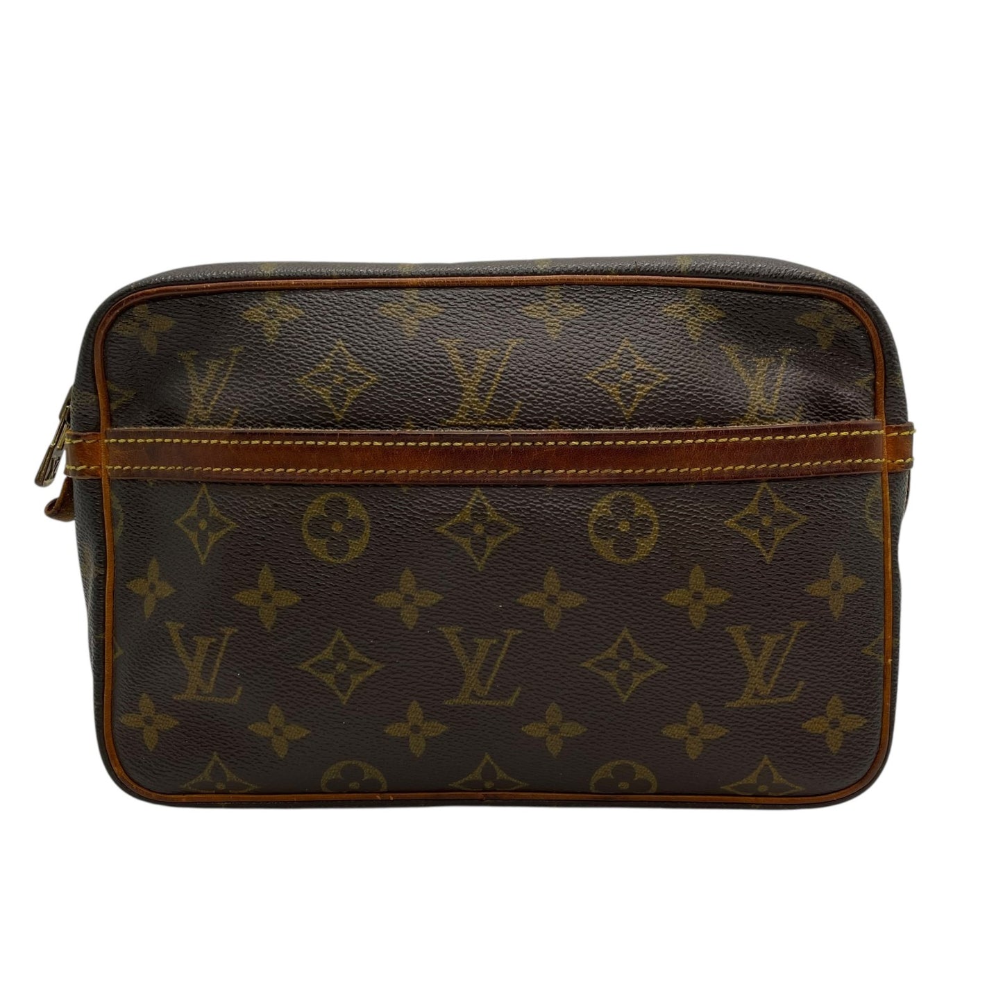 LOUIS VUITTON ルイヴィトン モノグラム コンピエーニュ セカンドバッグ クラッチバッグ PVC レザー M51847 茶 ブラウン ゴールド金具 メンズ W3