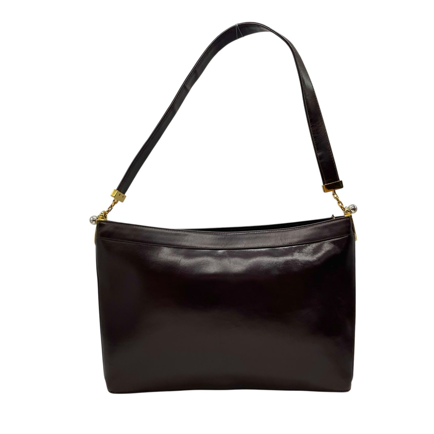 美品 Christian Dior クリスチャンディオール ショルダーバッグ ヴィンテージ ワンショルダー ハンドバッグ ダークブラウン レザー ゴールド金具 CDロゴ レディース U3