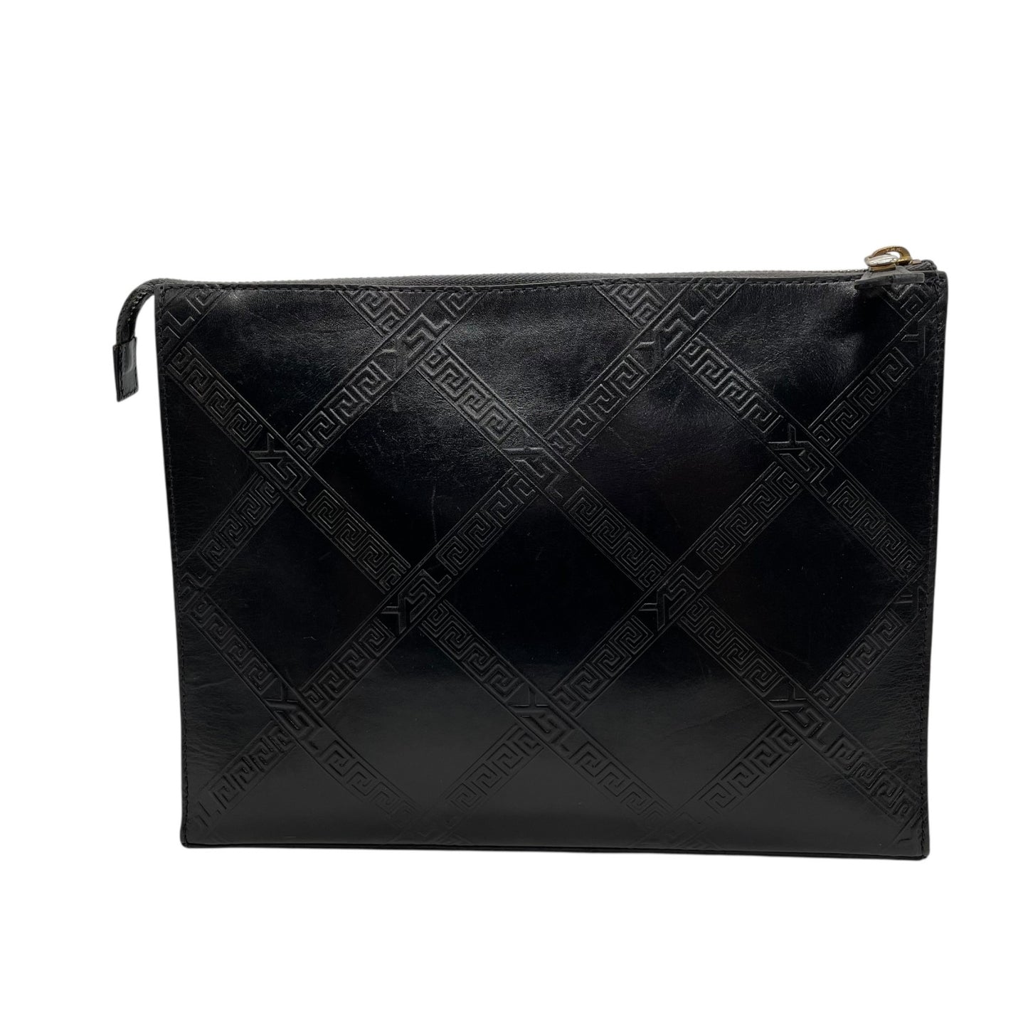 YVES SAINT LAURENT イヴサンローラン クラッチバッグ 黒 ブラック レザー ゴールド金具 ロゴ型押し ファスナー開閉 セカンドバッグ メンズ ヴィンテージ S97