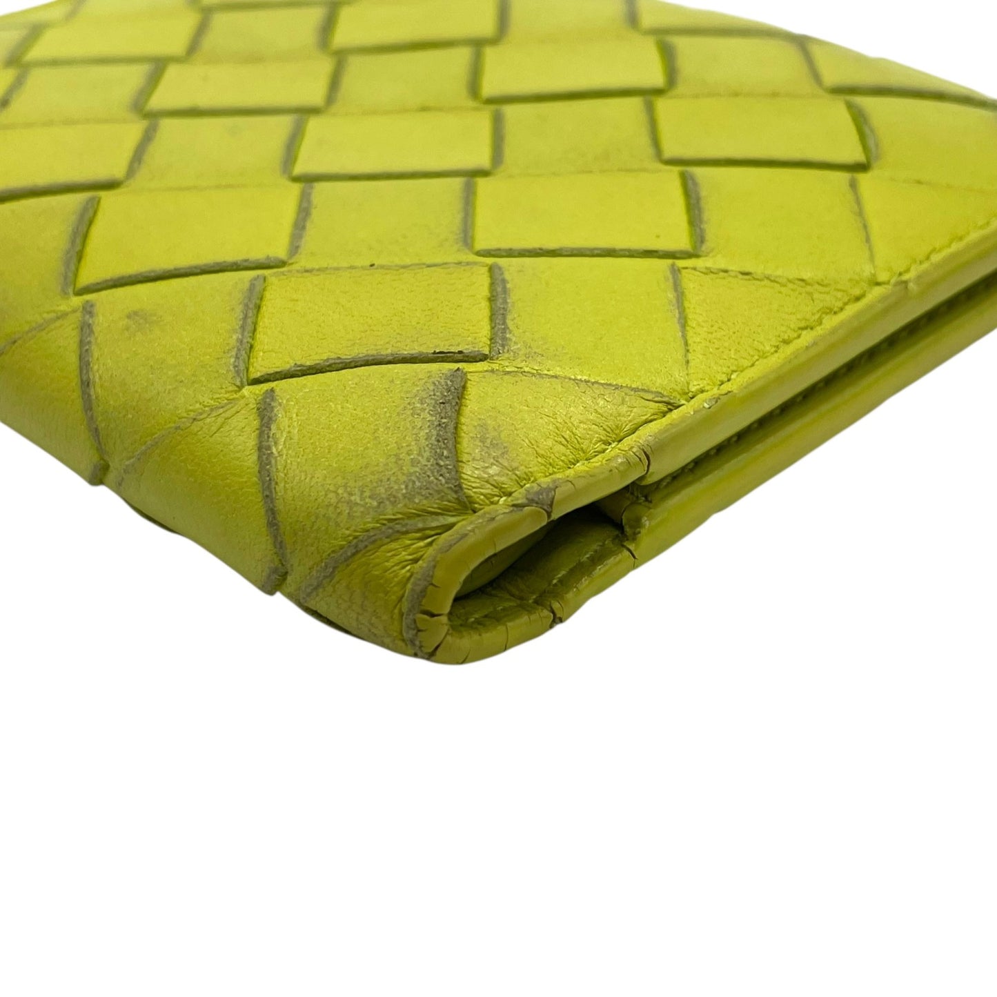 BOTTEGA VENETA ボッテガヴェネタ イントレチャート 二つ折り財布 コンパクトウォレット 緑 キウイグリーン レザー ゴールド金具 レディース M4