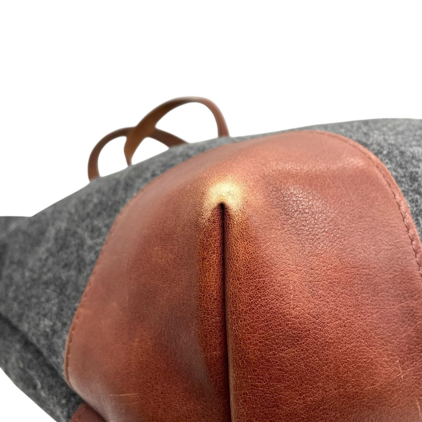 COMME des GARCONS HOMME コムデギャルソンオム トートバッグ グレー ブラウン ウール レザー シルバー金具 手提げ 肩掛け可 レディース U14