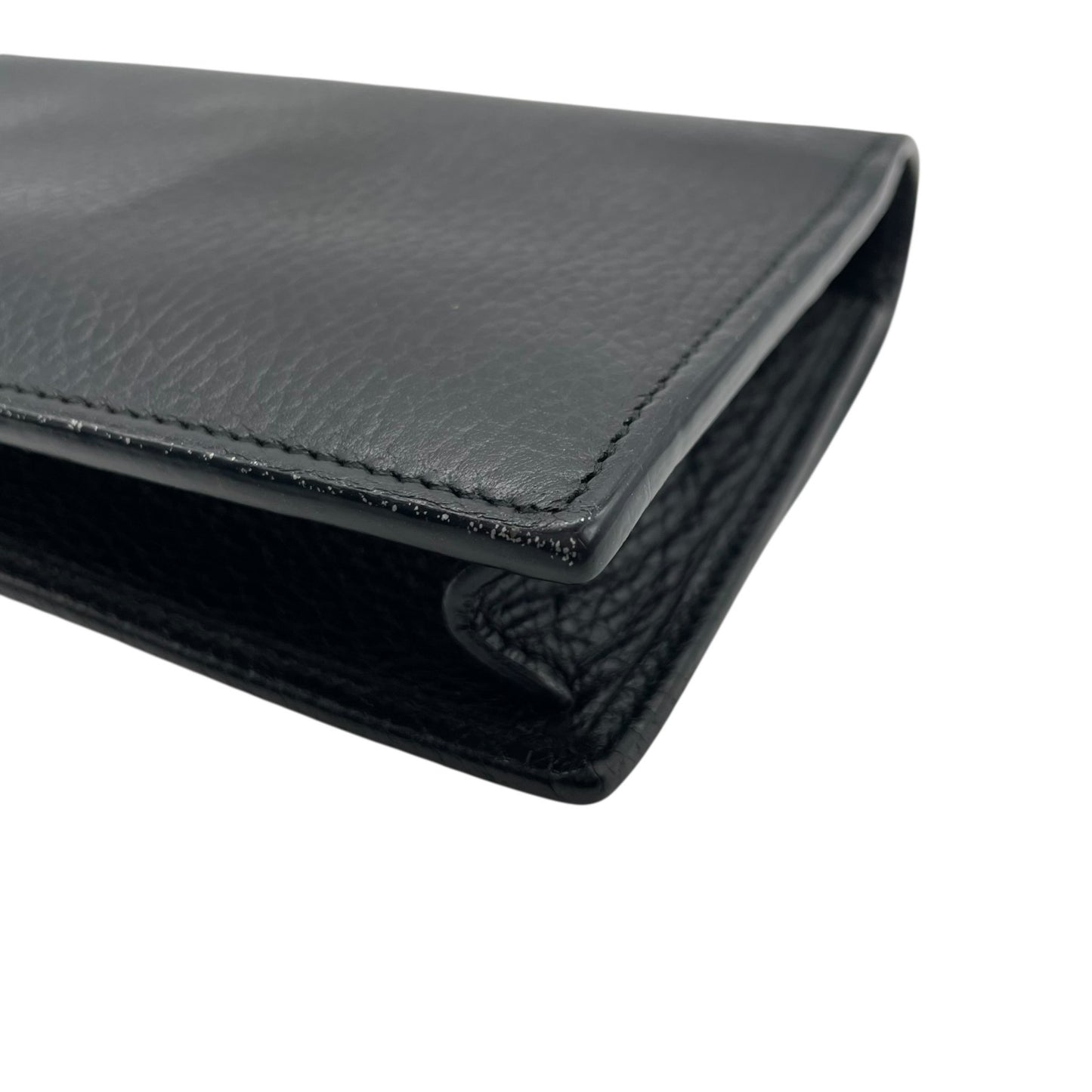 美品 GUCCI グッチ インターロッキングG ウォレットバッグ 510314 チェーンショルダー 長財布 ショルダーバッグ 黒 ブラック レザー ゴールド金具 GG 斜め掛け 箱付き レディース W1