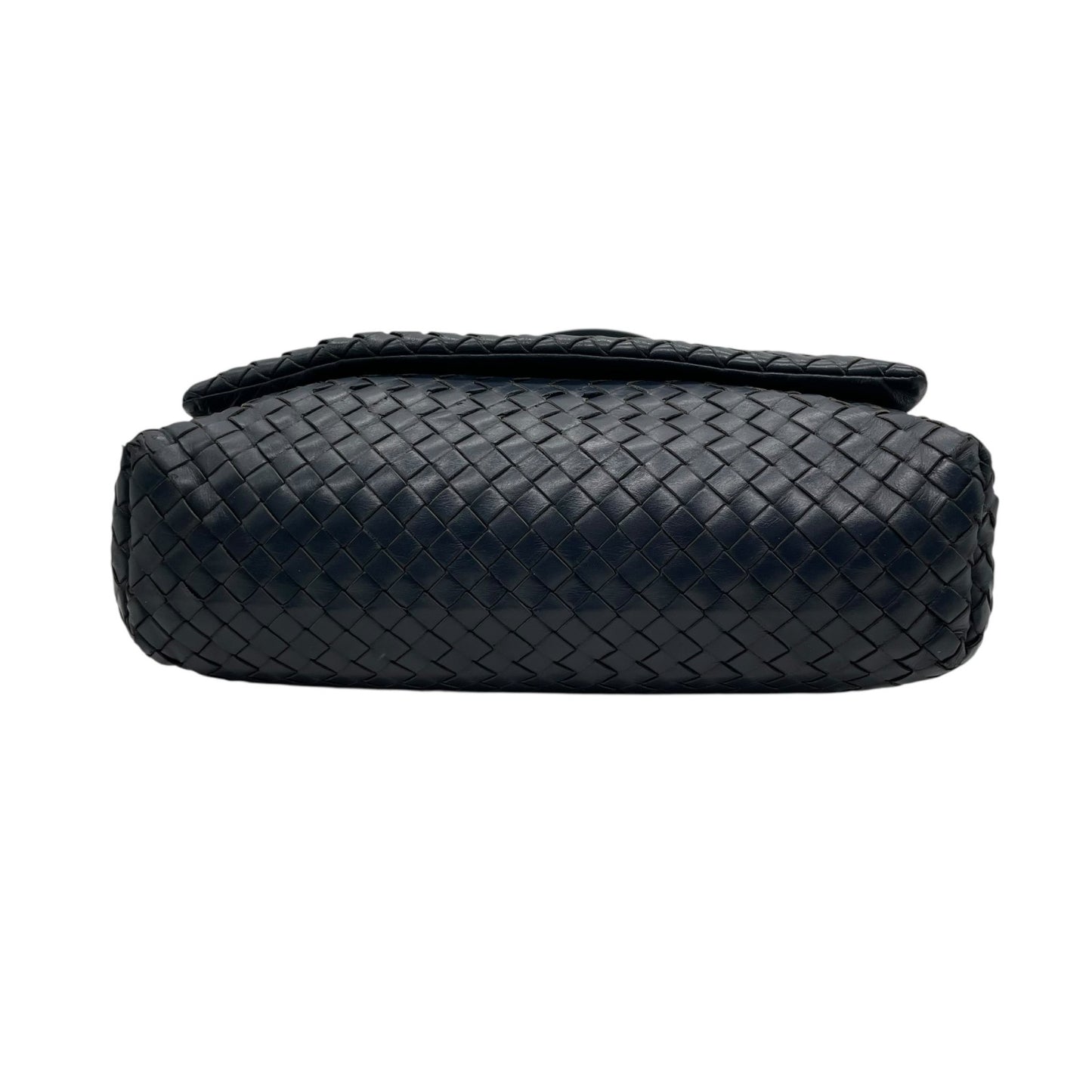 Authentic BOTTEGA VENETA Intrecciato Leather Shoulder Messenger Bag Navy Unisex