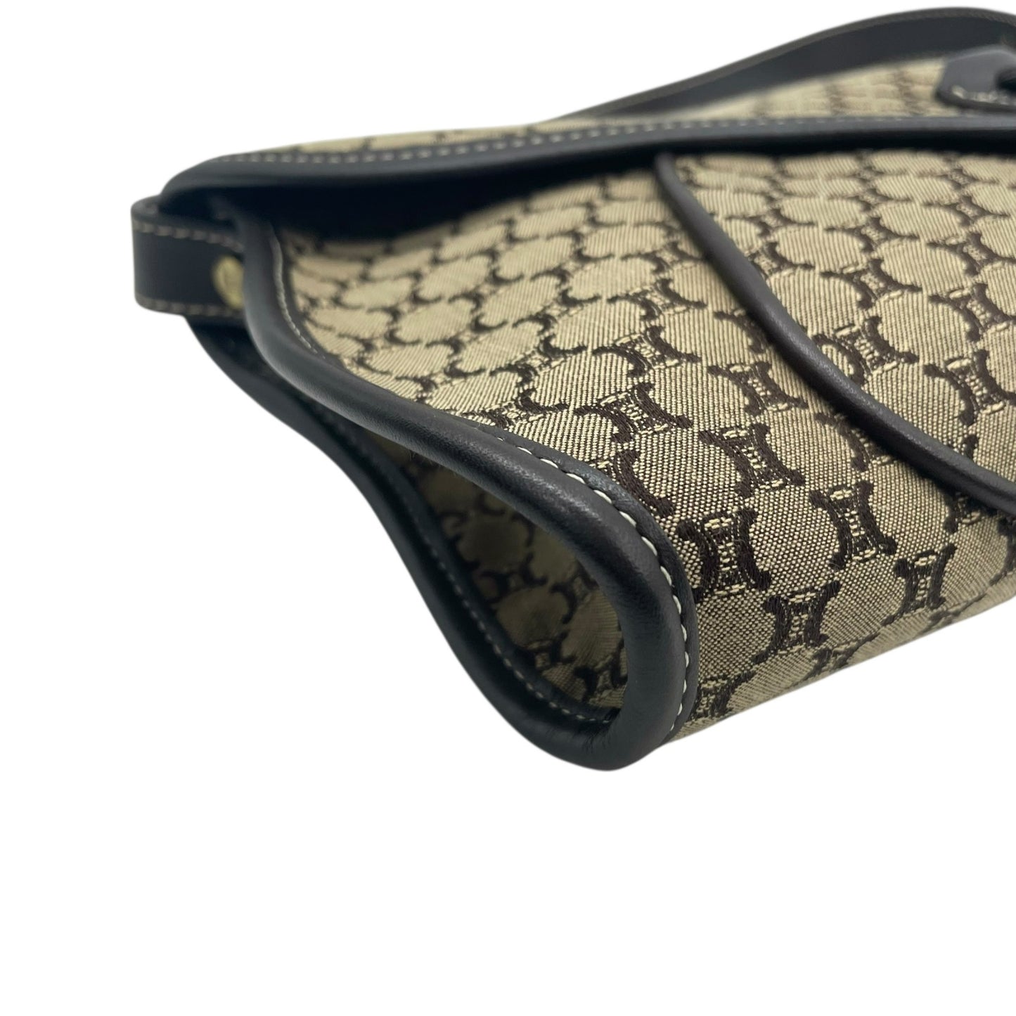 美品 CELINE セリーヌ マカダム トリオンフ ショルダーバッグ キャンバス×レザー ベージュ×ブラウン レディース ヴィンテージ 正規品 K9