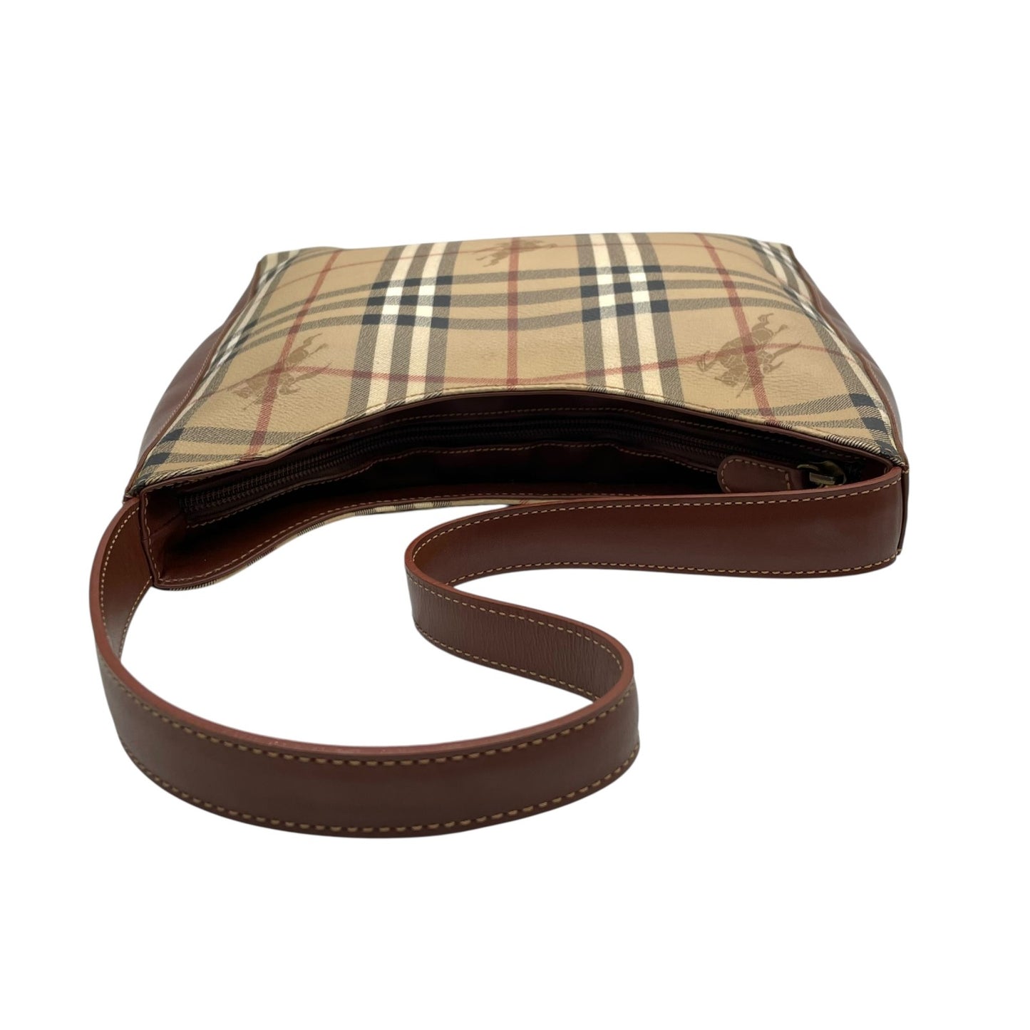 美品 BURBERRY バーバリー ノバチェック シャドーホース ワンショルダーバッグ ショルダーバッグ PVC×レザー ブラウン ヴィンテージ ゴールド金具 肩掛け C7