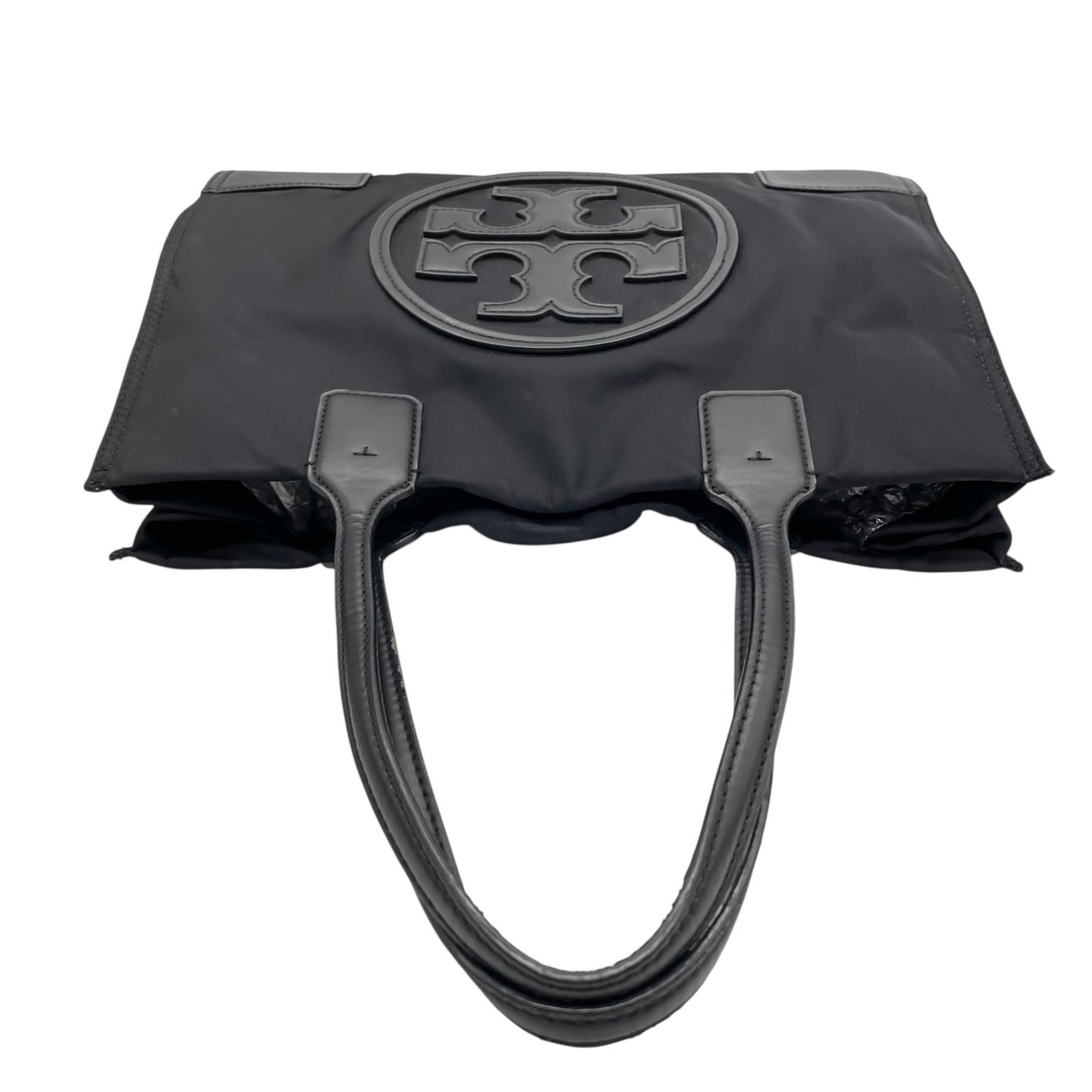 美品 TORY BURCH トリーバーチ エラ トートバッグ ブラック ナイロン レザー ゴールド金具 ロゴ 肩掛け可 レディース U17