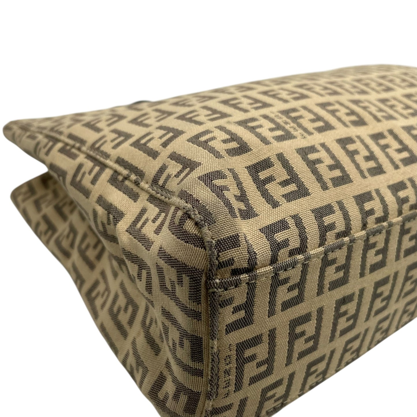 美品 FENDI フェンディ ズッキーノ ハンドバッグ ミニトート ベージュ ブラック キャンバス レザー シルバー金具 FF柄 ズッカ柄 レディース ヴィンテージ B3