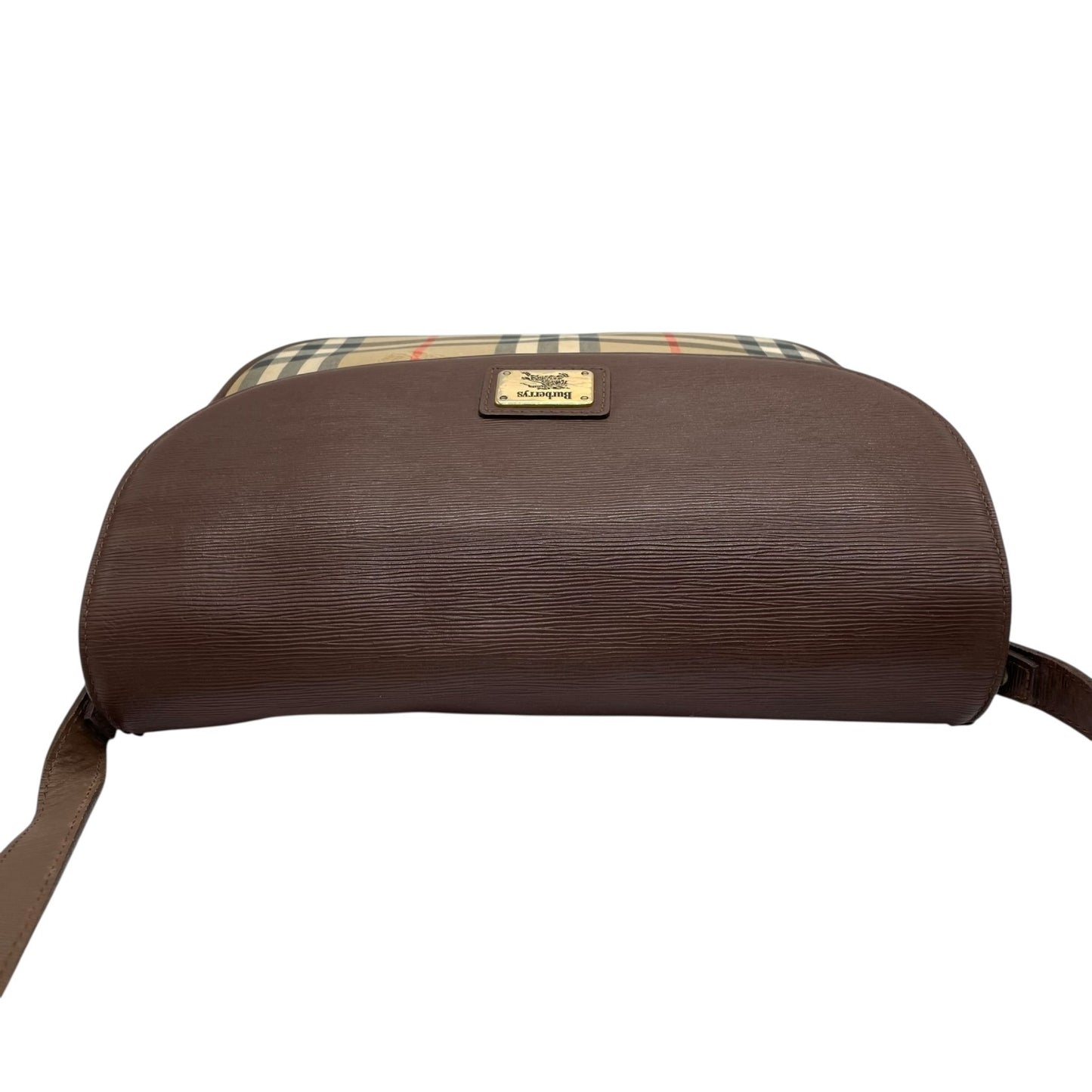 BURBERRY バーバリー ショルダーバッグ ノバチェック シャドーホース ホースロゴ 茶 ブラウン ベージュ キャンバス レザー ゴールド金具 ポシェット 斜め掛け可 ヴィンテージ レディース K13