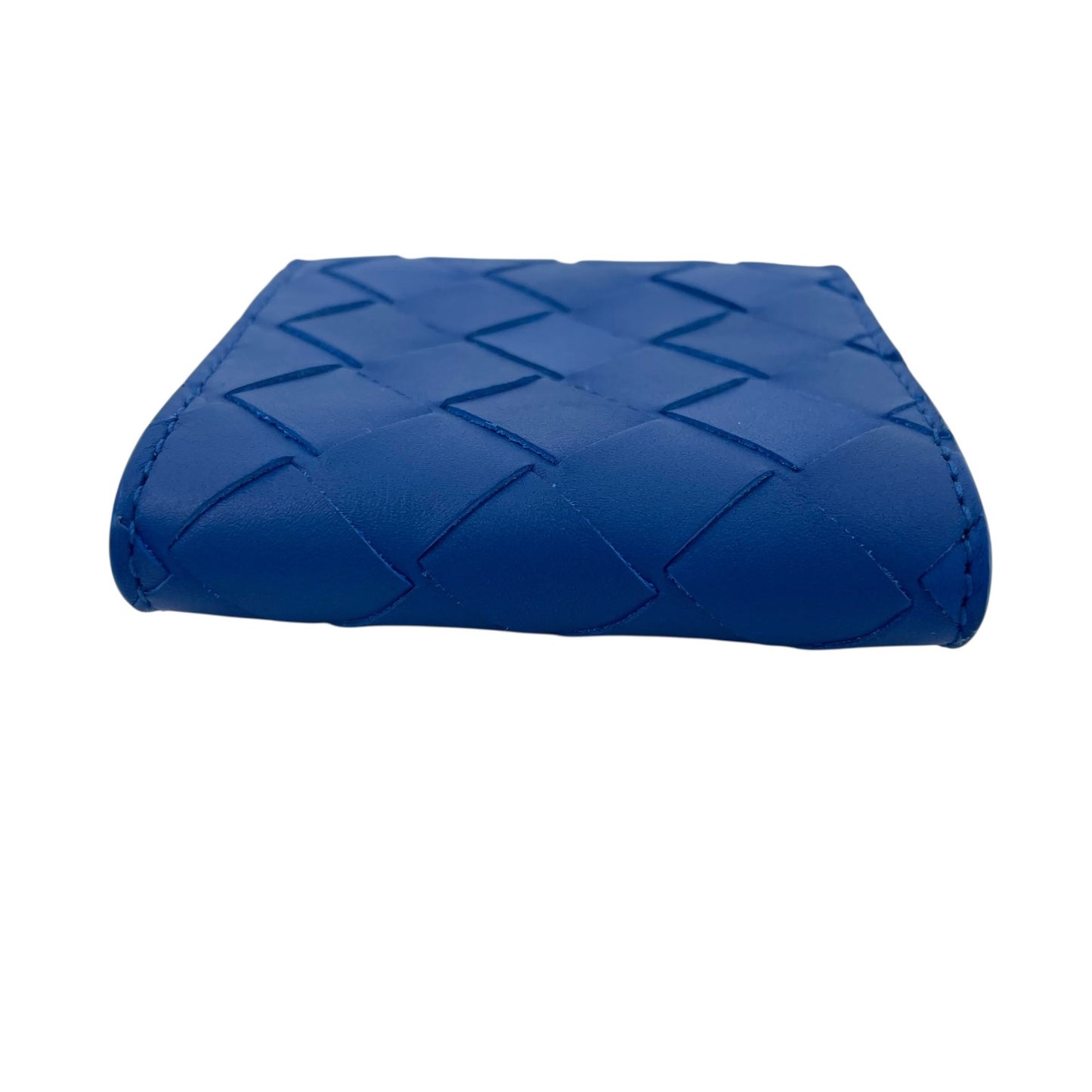 【新品同様】 BOTTEGA VENETA ボッテガヴェネタ マキシイントレチャート コインケース（小銭入れ） レザー ブルー 保存箱付き 正規品 ユニセックス M5