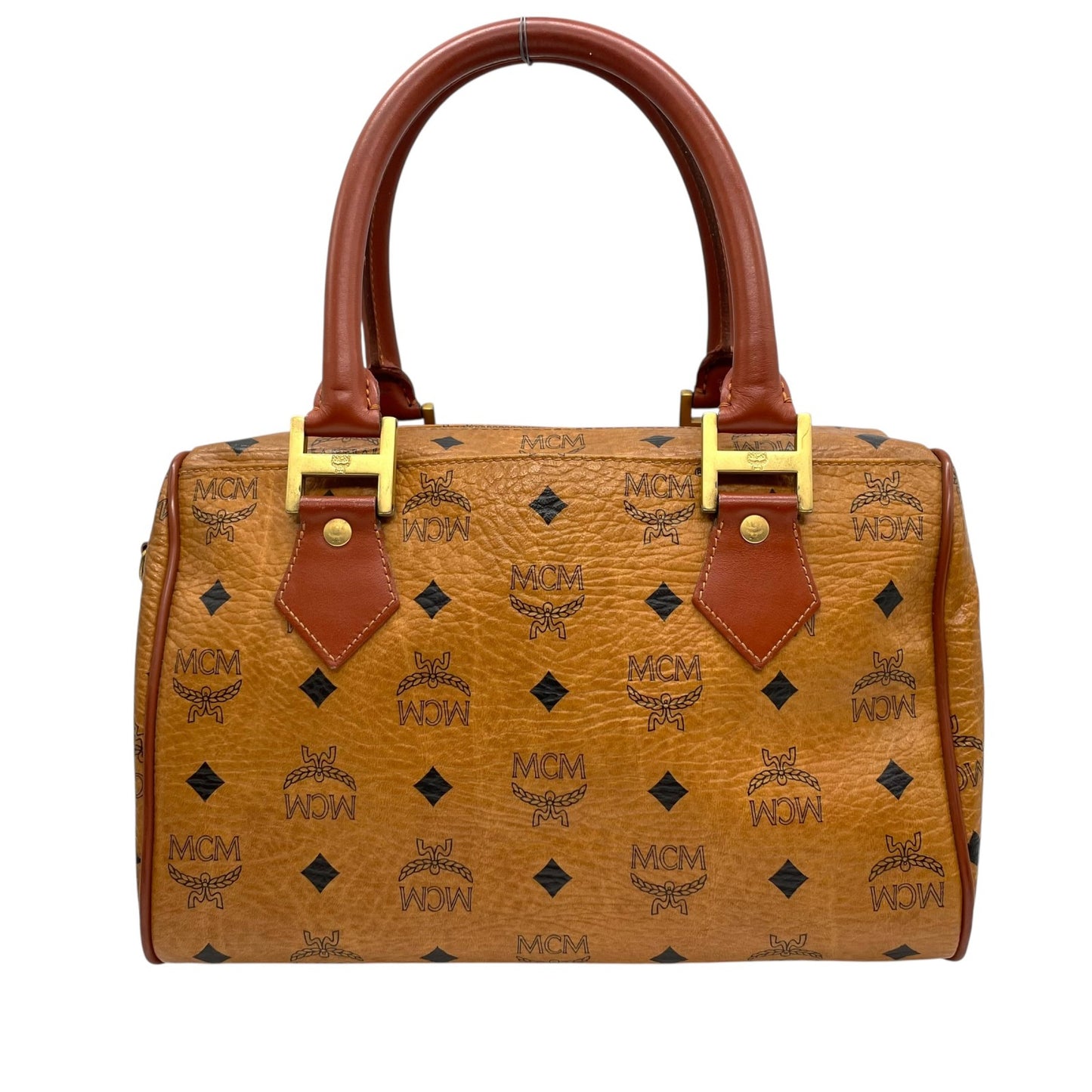 MCM エムシーエム ヴィセトス柄 ボストンバッグ 2WAY ハンドバッグ ショルダーバッグ レザー ブラウン 茶色 ヴィンテージ C