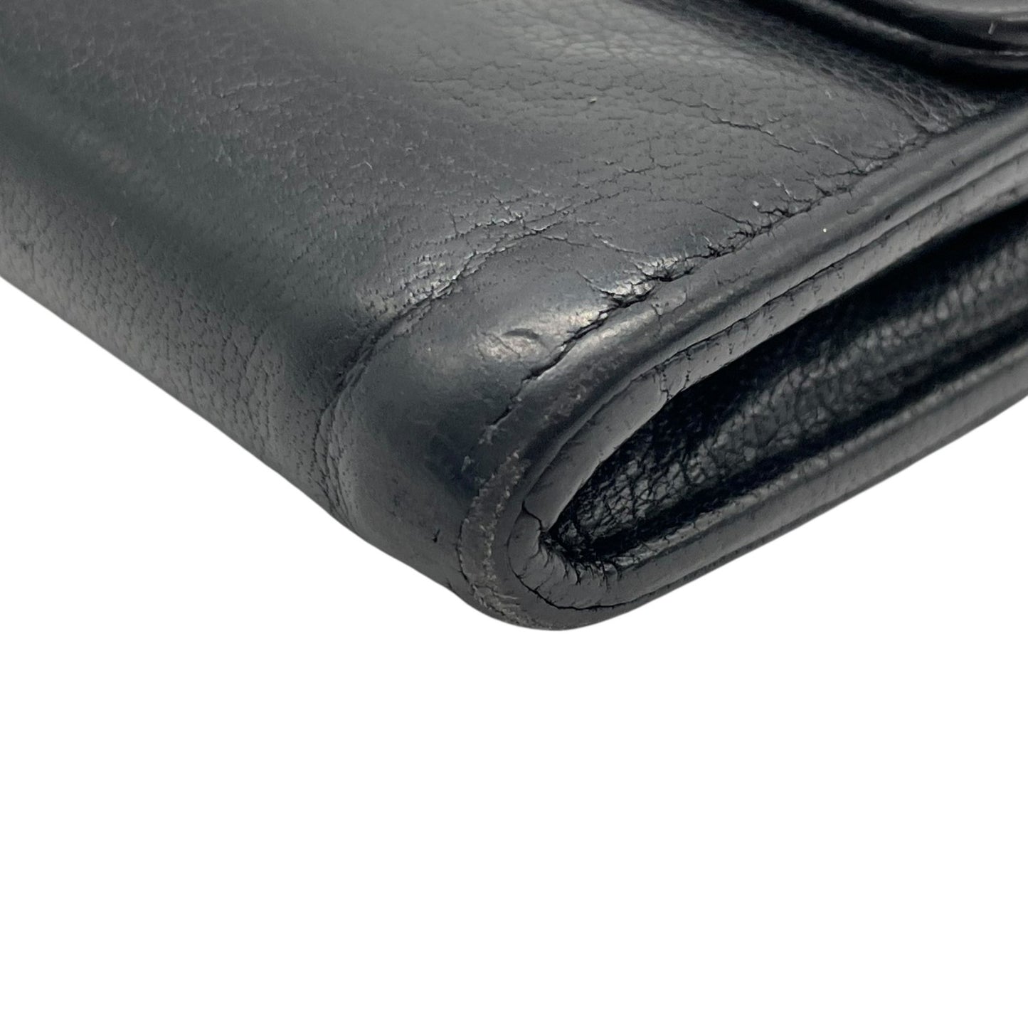 CHANEL シャネル ココマーク ラッキーフラワー クローバー 二つ折り 長財布 レザー 黒 ブラック フラワープリント レディース ヴィンテージ W5