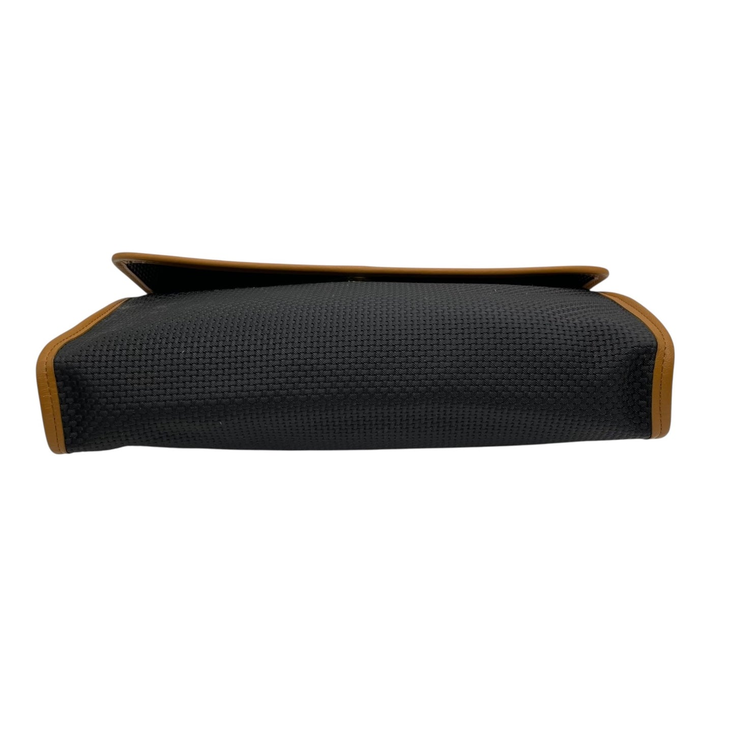 美品 Yves Saint Laurent イヴ サンローラン クラッチバッグ YSLロゴ 紺 ネイビー キャメル ブラウン PVC レザー ゴールド金具 ファスナー開閉 フラップ メンズ レディース ヴィンテージ B3