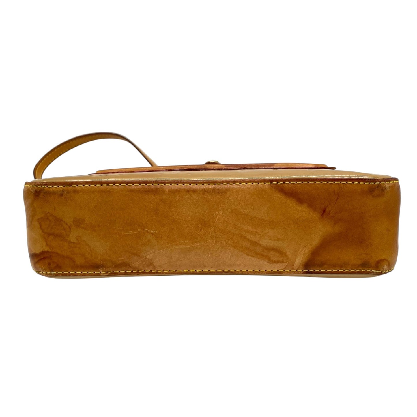 LOUIS VUITTON ルイヴィトン モノグラム ヴェルニ ハンドバッグ マロリー・スクエア M91197 アクセサリーポーチ ミニバッグ ハンドバッグ ワンショルダー 肩掛け可 キャメル ブラウン パテントレザー ゴールド金具 レディース K4