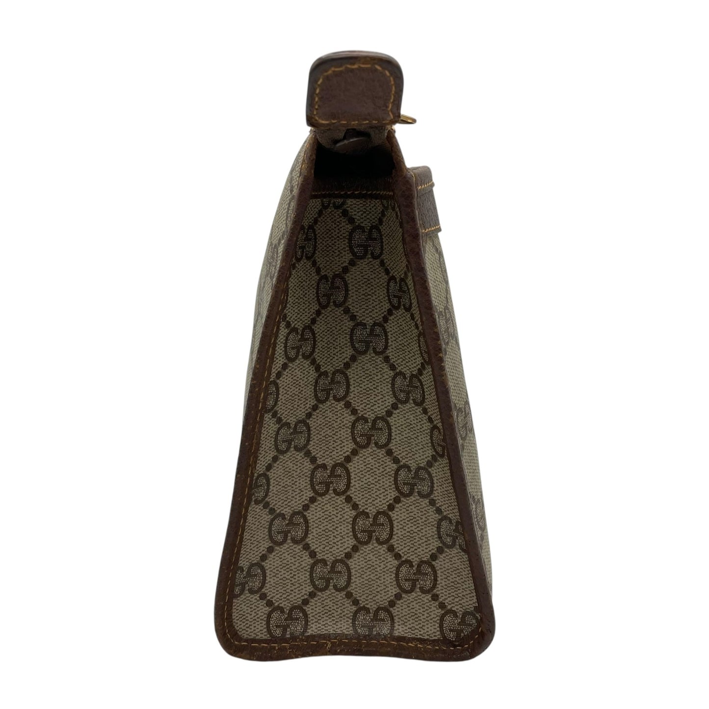 GUCCI グッチ GGスプリーム クラッチバッグ セカンドバッグ 茶 ブラウン グレー PVC レザー ゴールド金具 オールドグッチ ヴィンテージ メンズ レディース C4