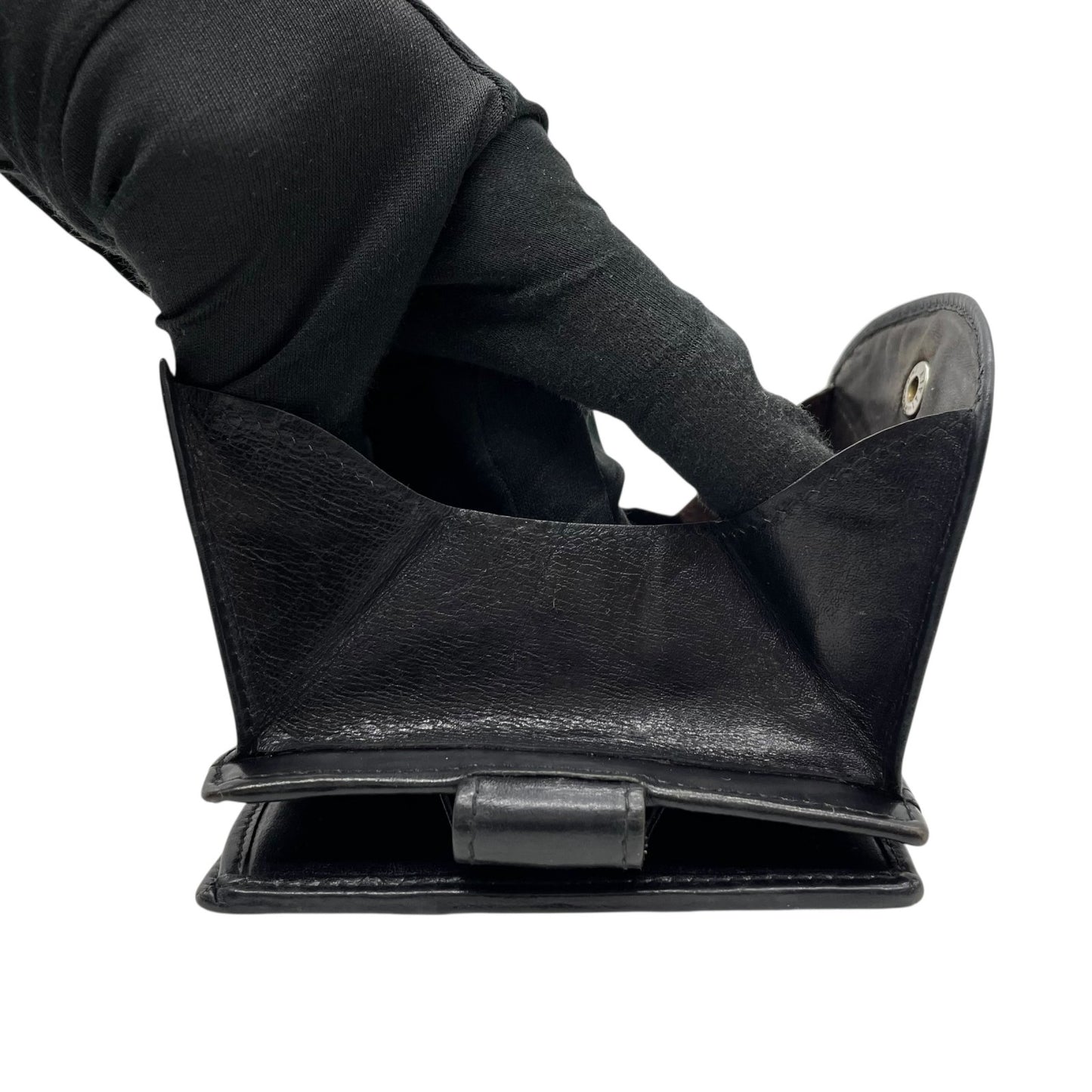 グッチ GUCCI シェリーライン 二つ折り財布 GGキャンバス レザー 黒 ブラック ゴールド金具 ヴィンテージ W4