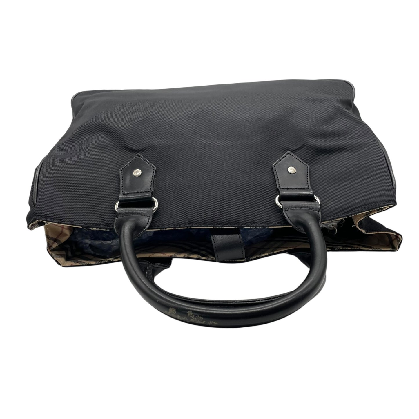 BURBERRY BLUE LABEL バーバリーブルーレーベル トートバッグ ブラック ナイロン 内装ノバチェック A4収納可 ハンドバッグ ロゴ シンプル 通勤通学にも最適 B5