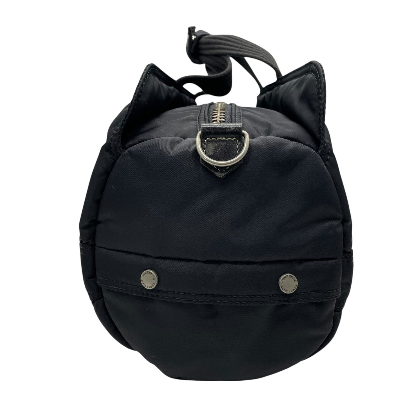 BURBERRY BLUE LABEL バーバリーブルーレーベル 2way ボストンバッグ ショルダーバッグ 斜め掛け可 黒 ブラック ナイロン シルバー金具 ロゴ メンズ レディース S2