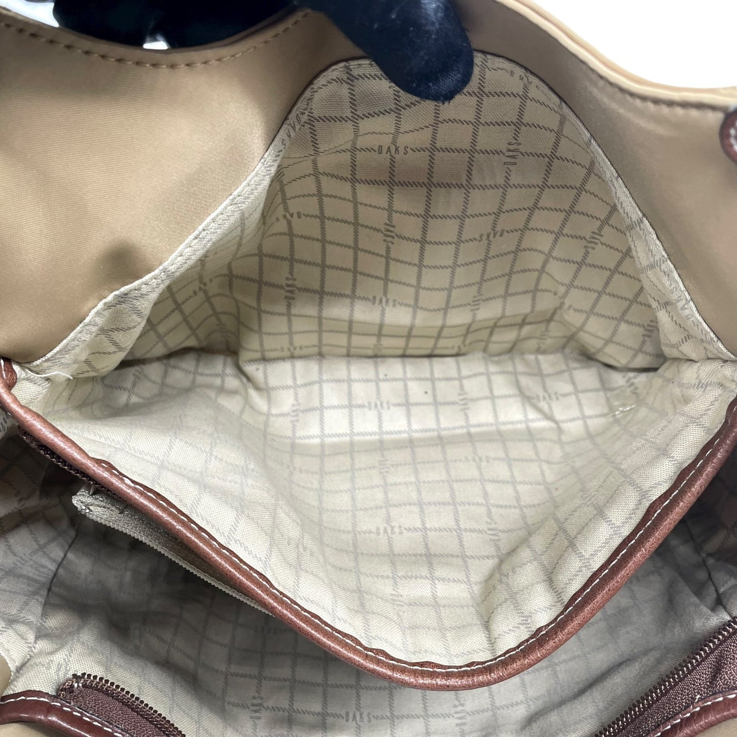 ダックス DAKS トートバッグ ナイロン×レザー ベージュ 茶色 ブラウン A4収納可 レディース メンズ兼用 S68