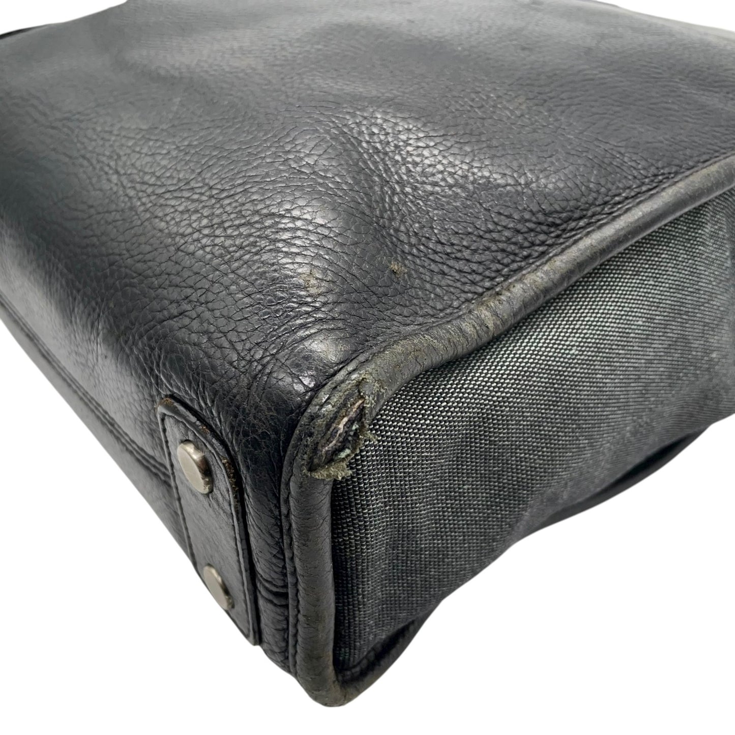 ハンティングワールド HUNTING WORLD トートバッグ ハンドバッグ レザー×キャンバス 黒 ブラック メンズ S68