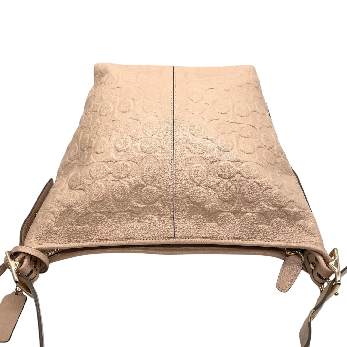 コーチ COACH ショルダーバッグ シグネチャー型押しレザー タッセル付き ベージュ ホーボー トート T3