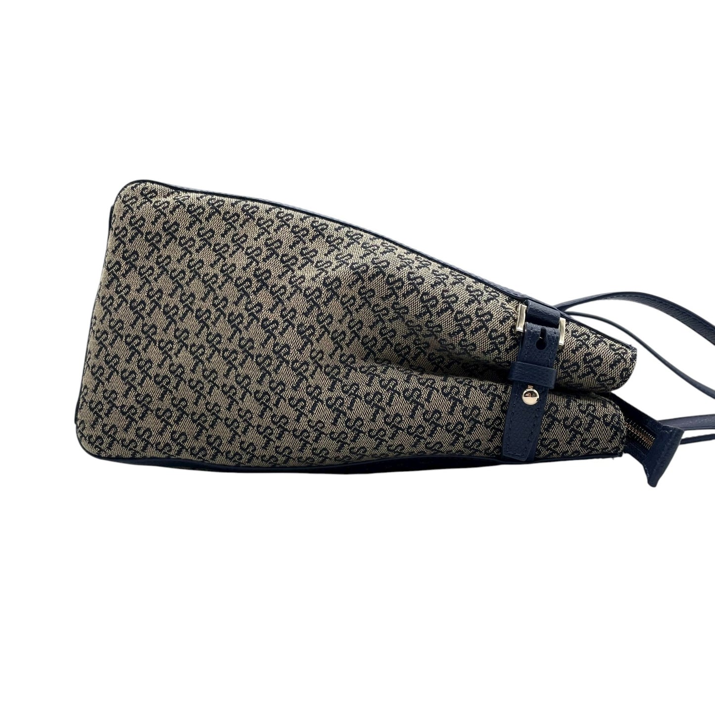 サマンサタバサ Samantha Thavasa トートバッグ ロゴジャガード 紺 ネイビー 肩掛け A4収納可 上品 T2