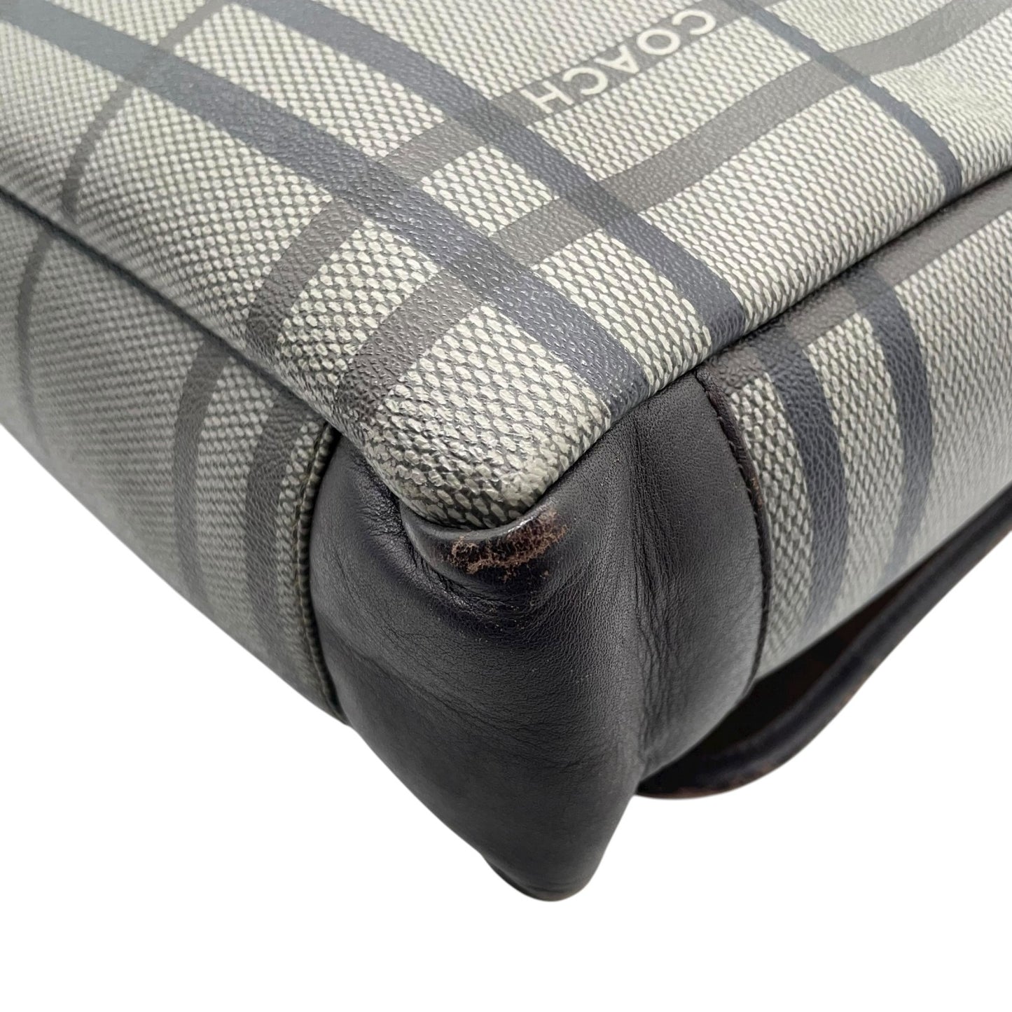 コーチ COACH メッセンジャーバッグ ショルダーバッグ チェック柄 グレー 黒 ブラック A4収納可 ヴィンテージ U2