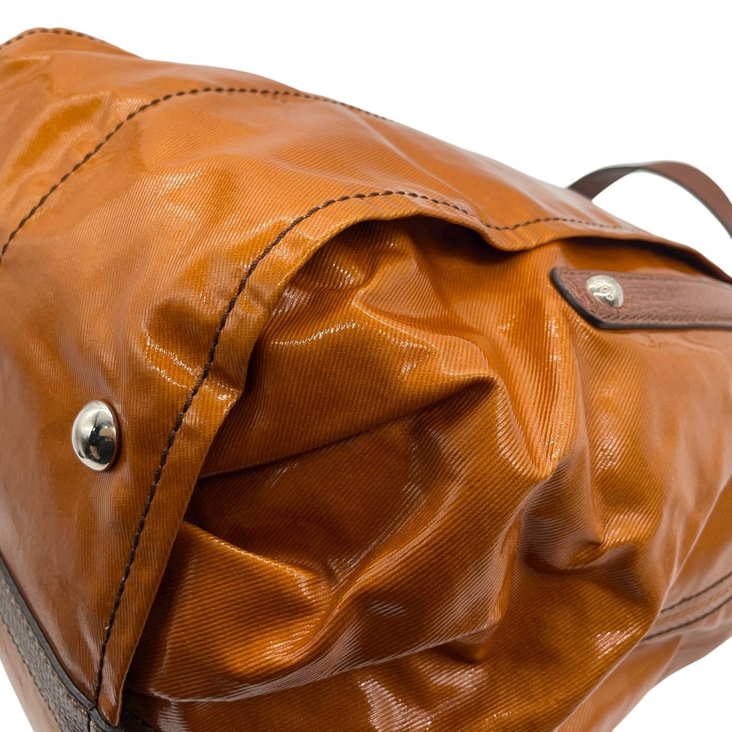 トッズ TOD’S レザー×ナイロン 2WAY トートバッグ ショルダーバッグ 茶色 ブラウン 光沢 大容量 レディース S95