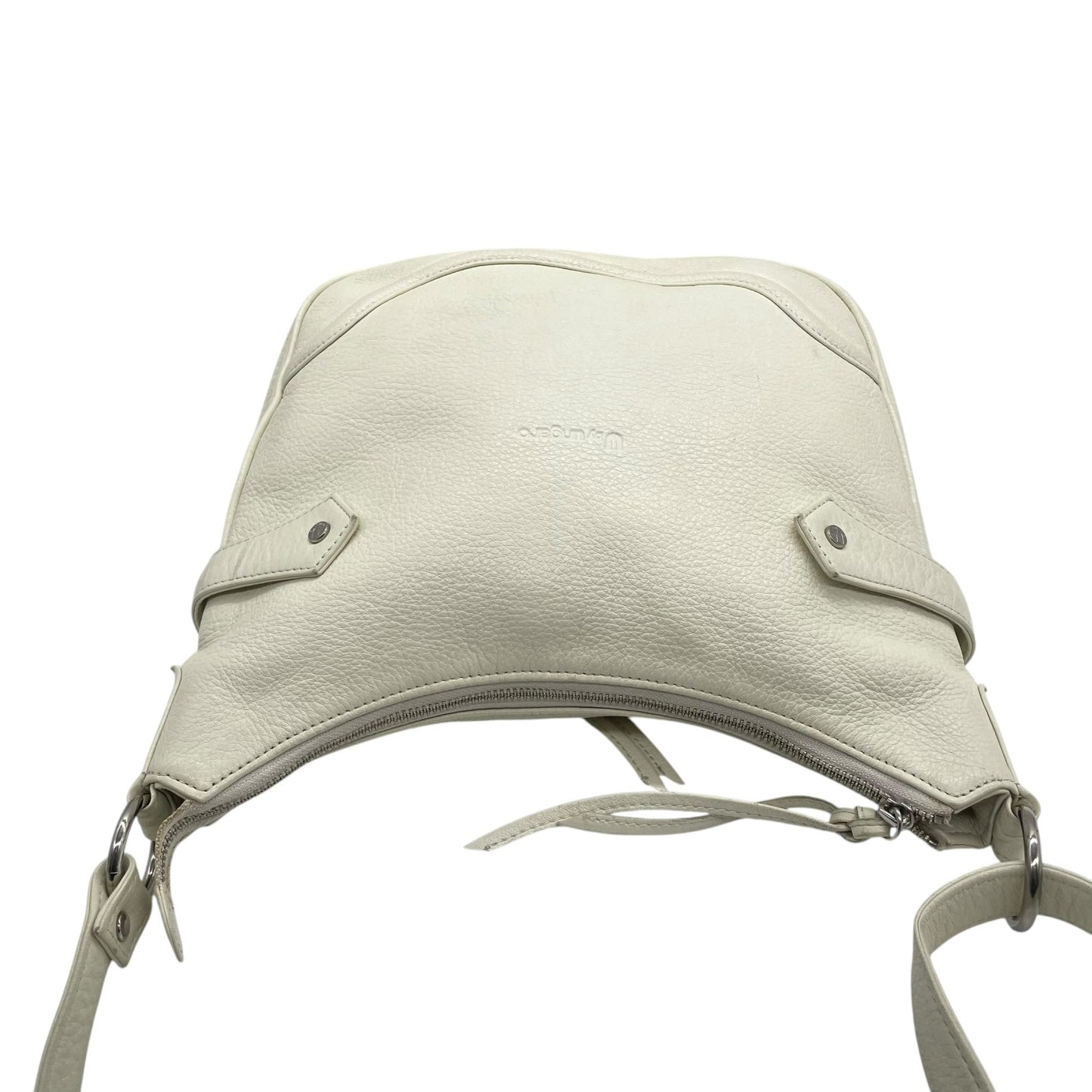 ウンガロ UNGARO レザー ショルダーバッグ ホーボーバッグ 白 ホワイト シルバー金具 レディース S94