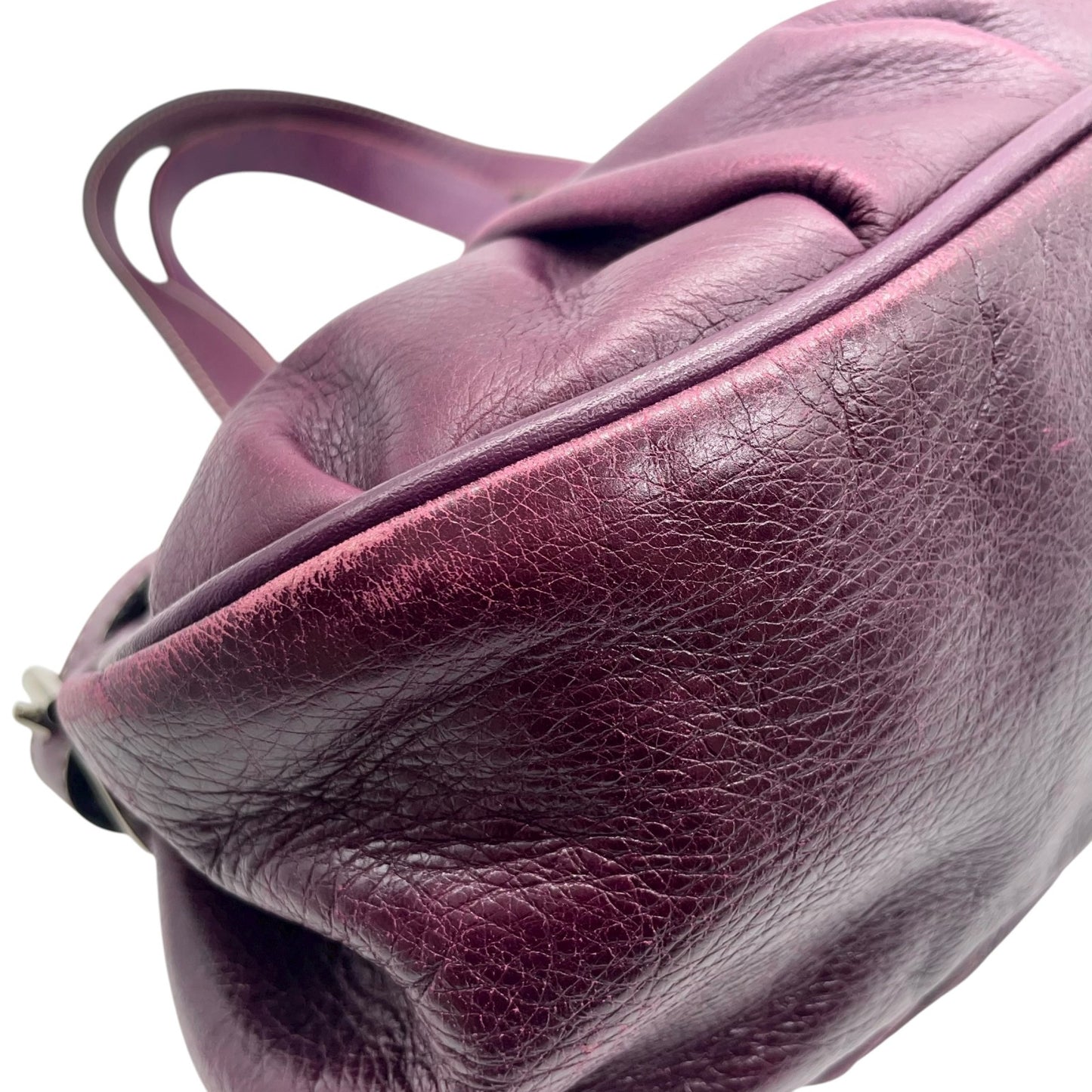 ロンシャン LONGCHAMP ハンドバッグ ベルトデザイン フラップ パープル レザー 本革 シルバー金具 ユニセックス レディース Y2K 00s ヴィンテージ s94 vintage